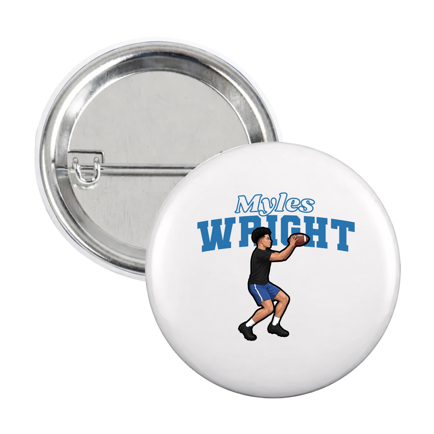 Game Day Button — Name Arch in White