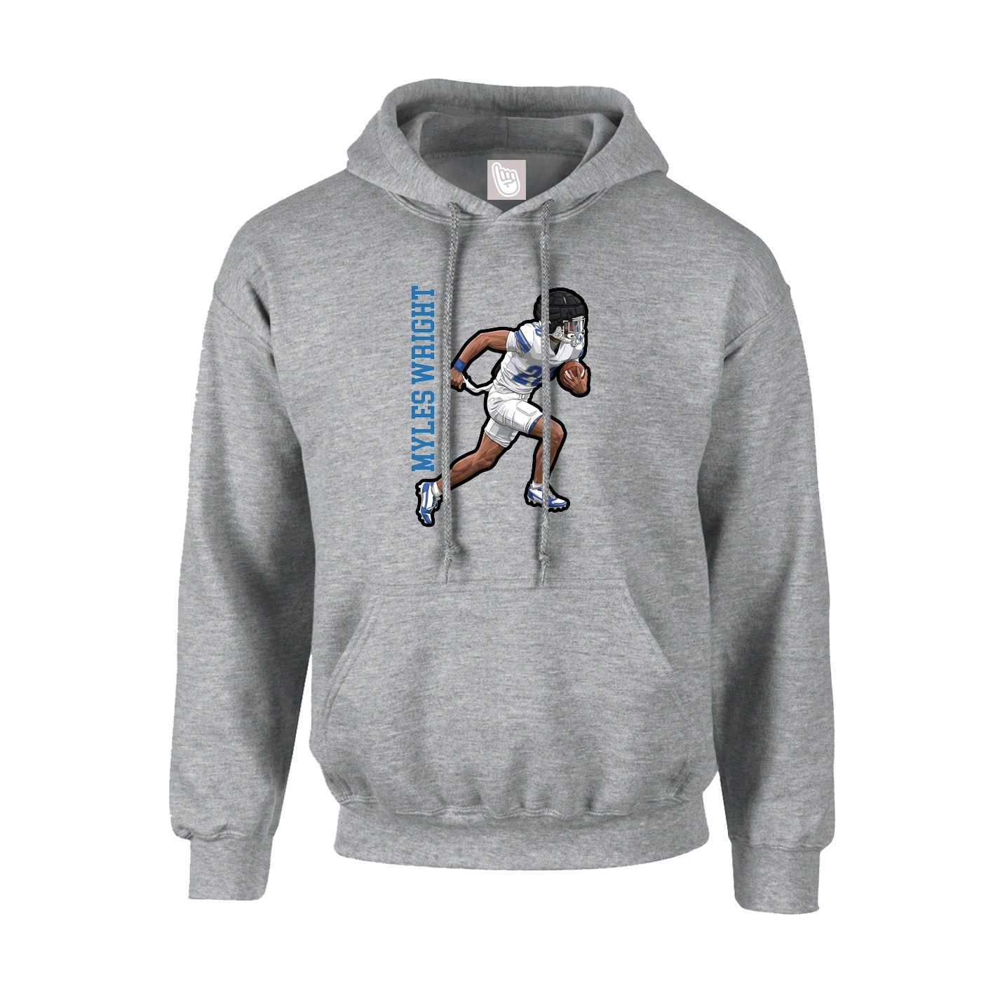 Hoodie — Name Vertical in Grey