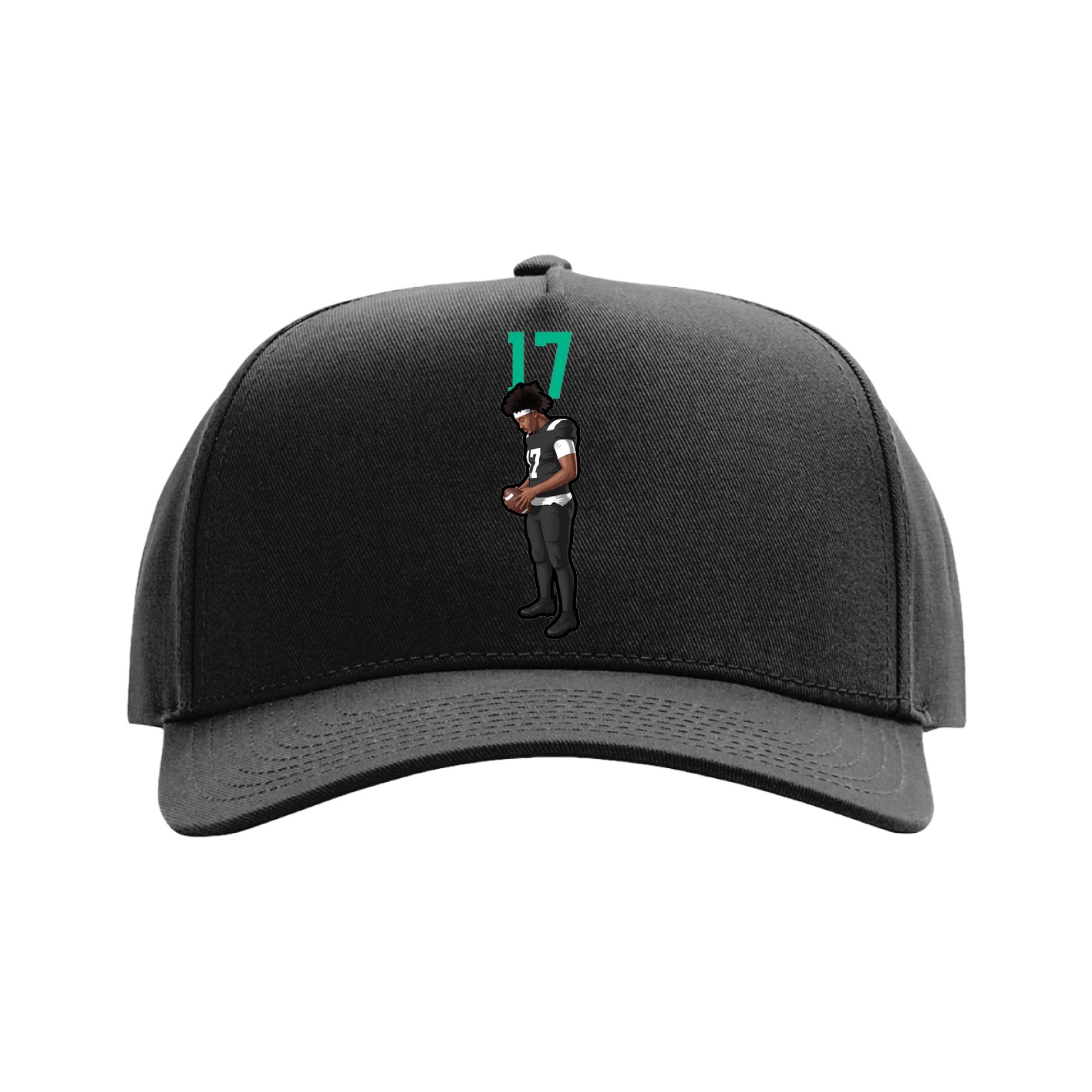 Full Fabric Five-Panel Champ Cap — Number Top in Black