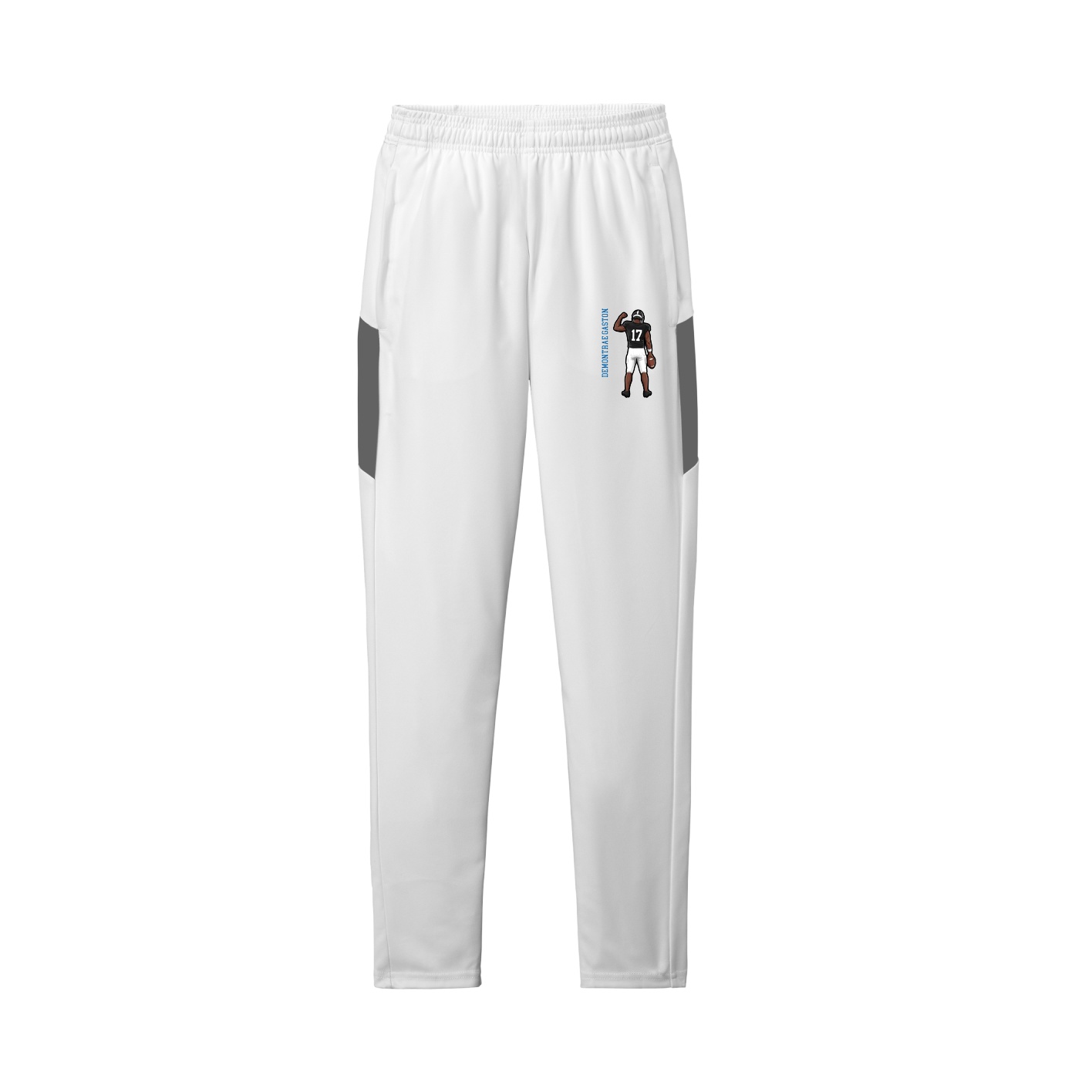 Team Travel Pant — Name Vertical in White/Grey