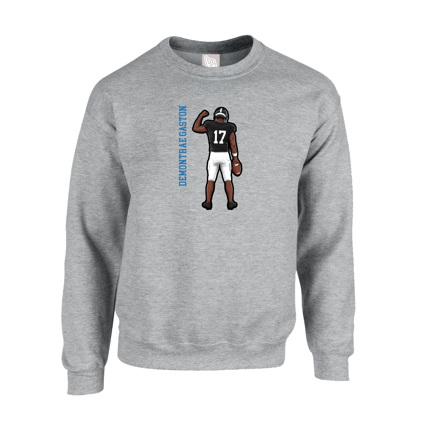 Fleece Crew — Name Vertical in Grey