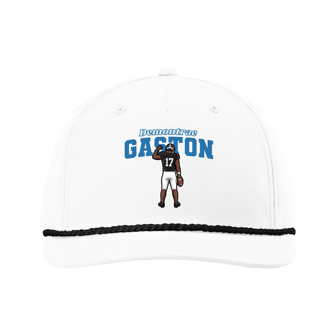 Five-Panel Classic Rope Cap — Name Arch in White