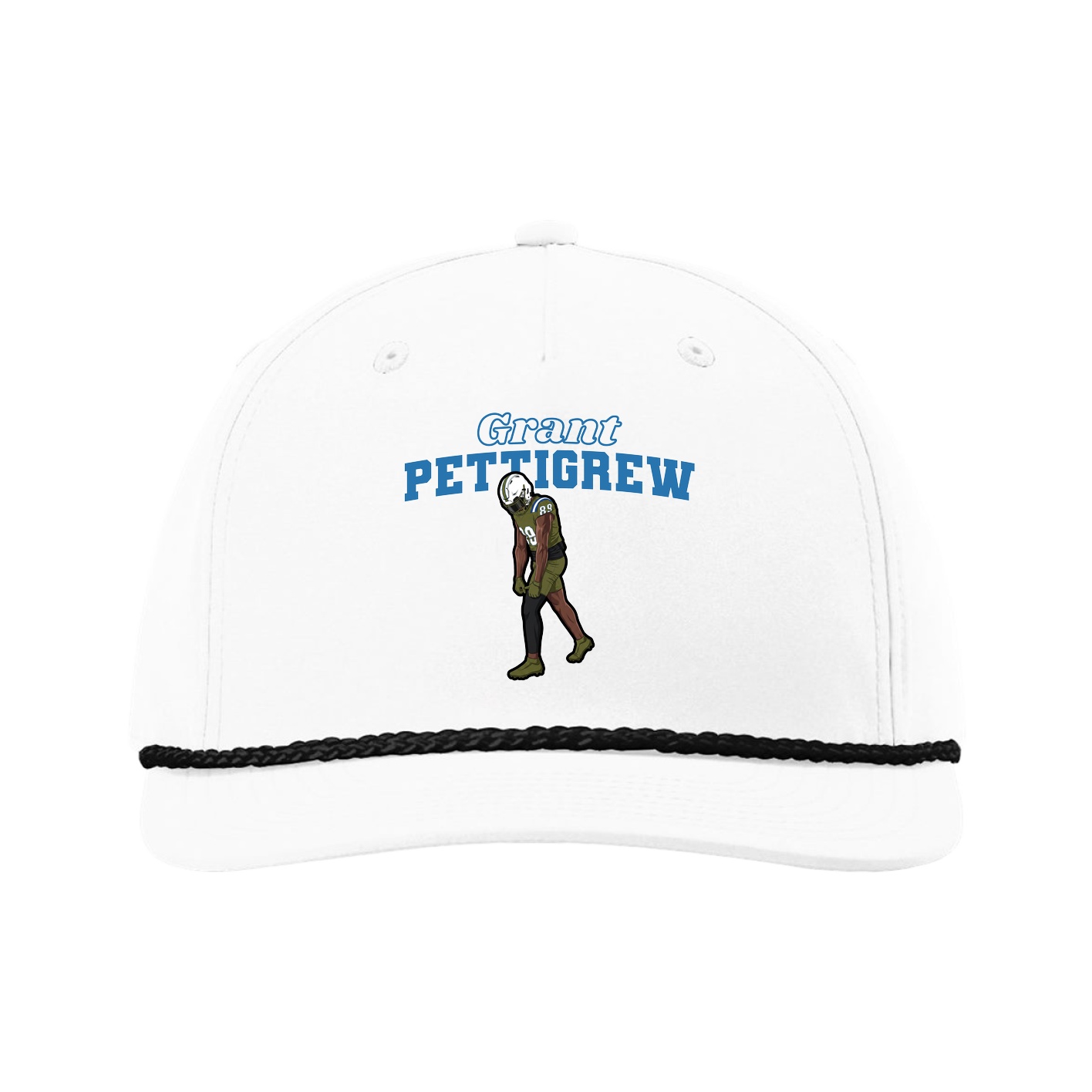 Five-Panel Classic Rope Cap — Name Arch in White