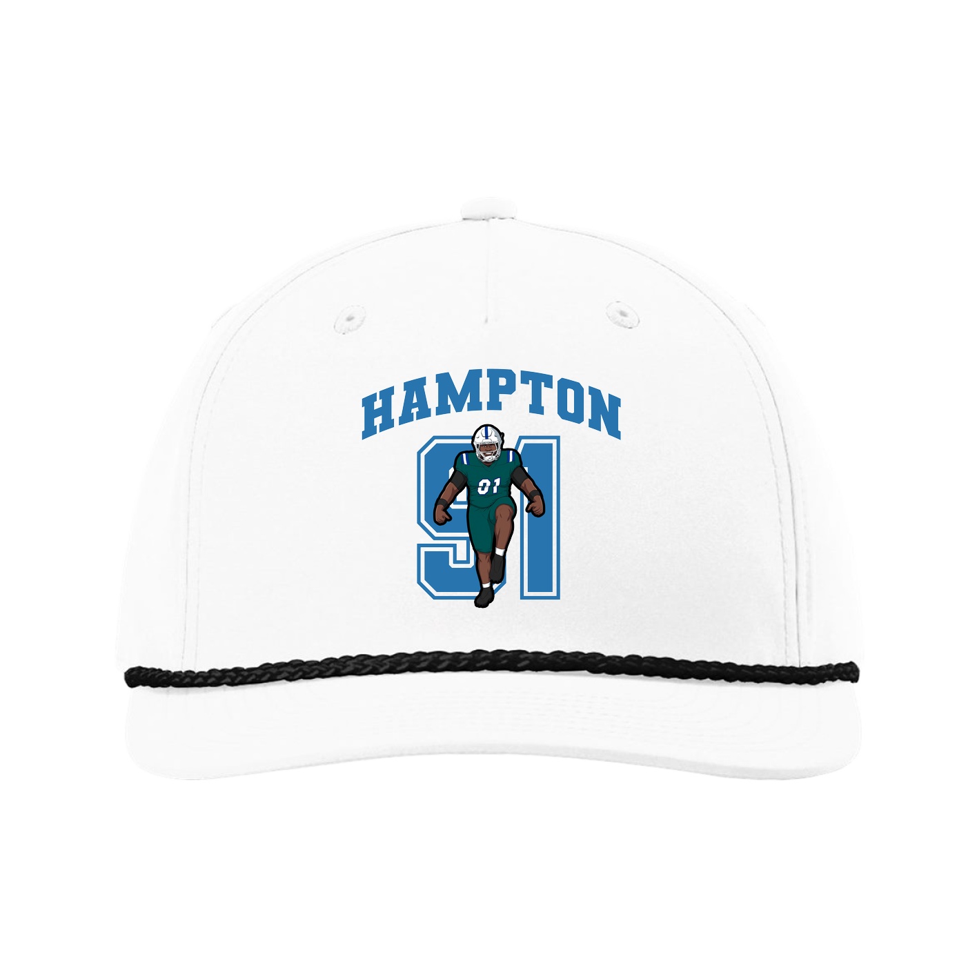 Five-Panel Classic Rope Cap — Number in White