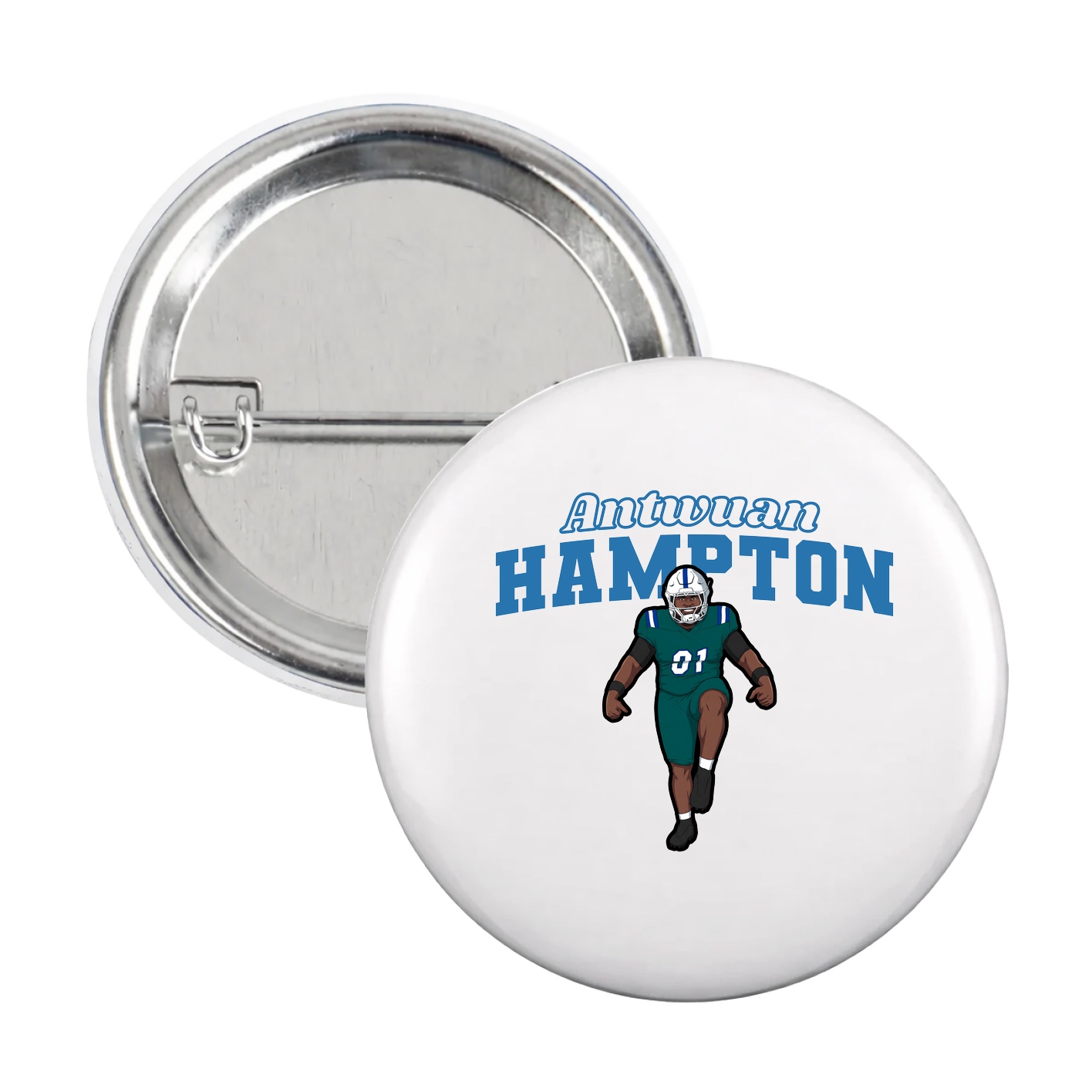 Game Day Button — Name Arch in White