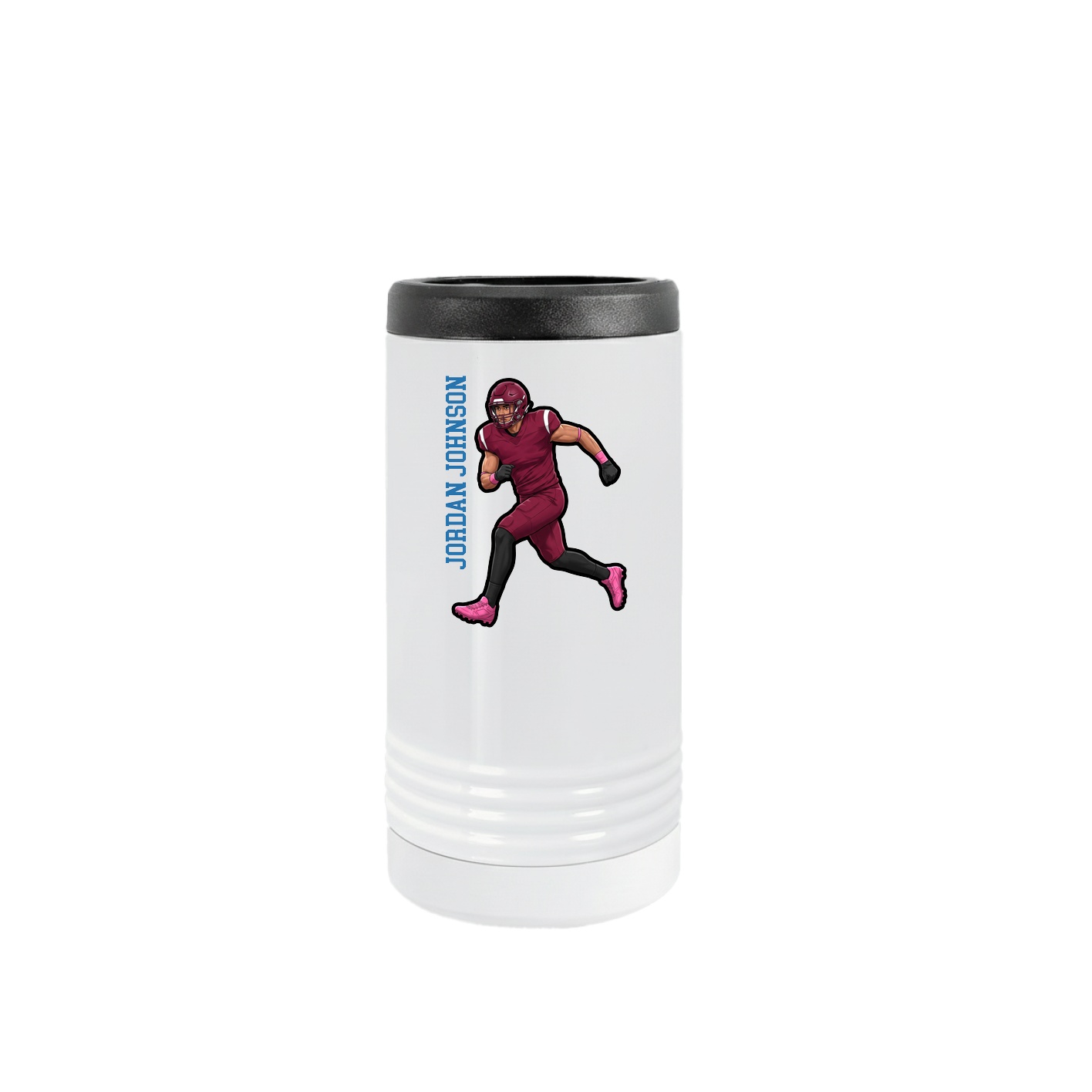 Slim Beverage Holder — Name Vertical in White