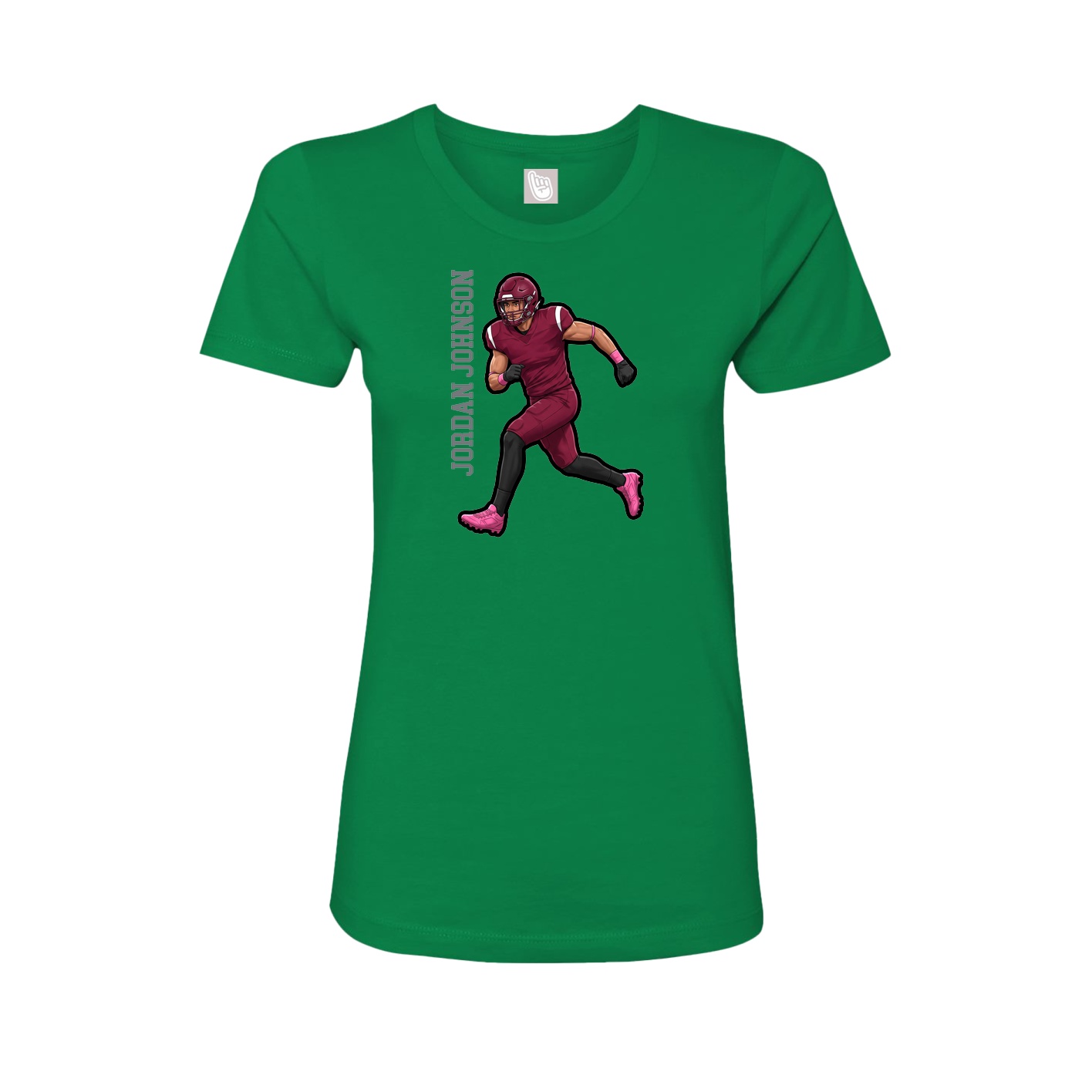 Fitted Women's Tee — Name Vertical in Green