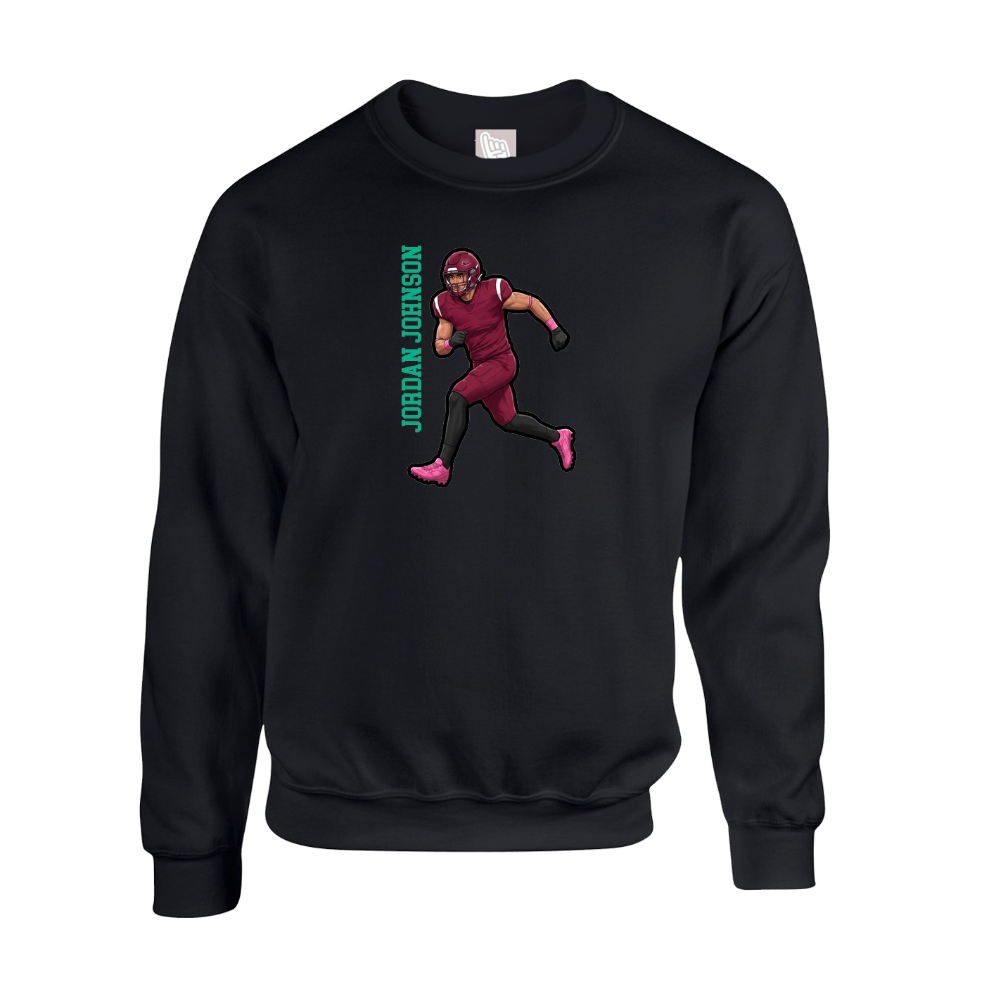 Fleece Crew — Name Vertical in Black