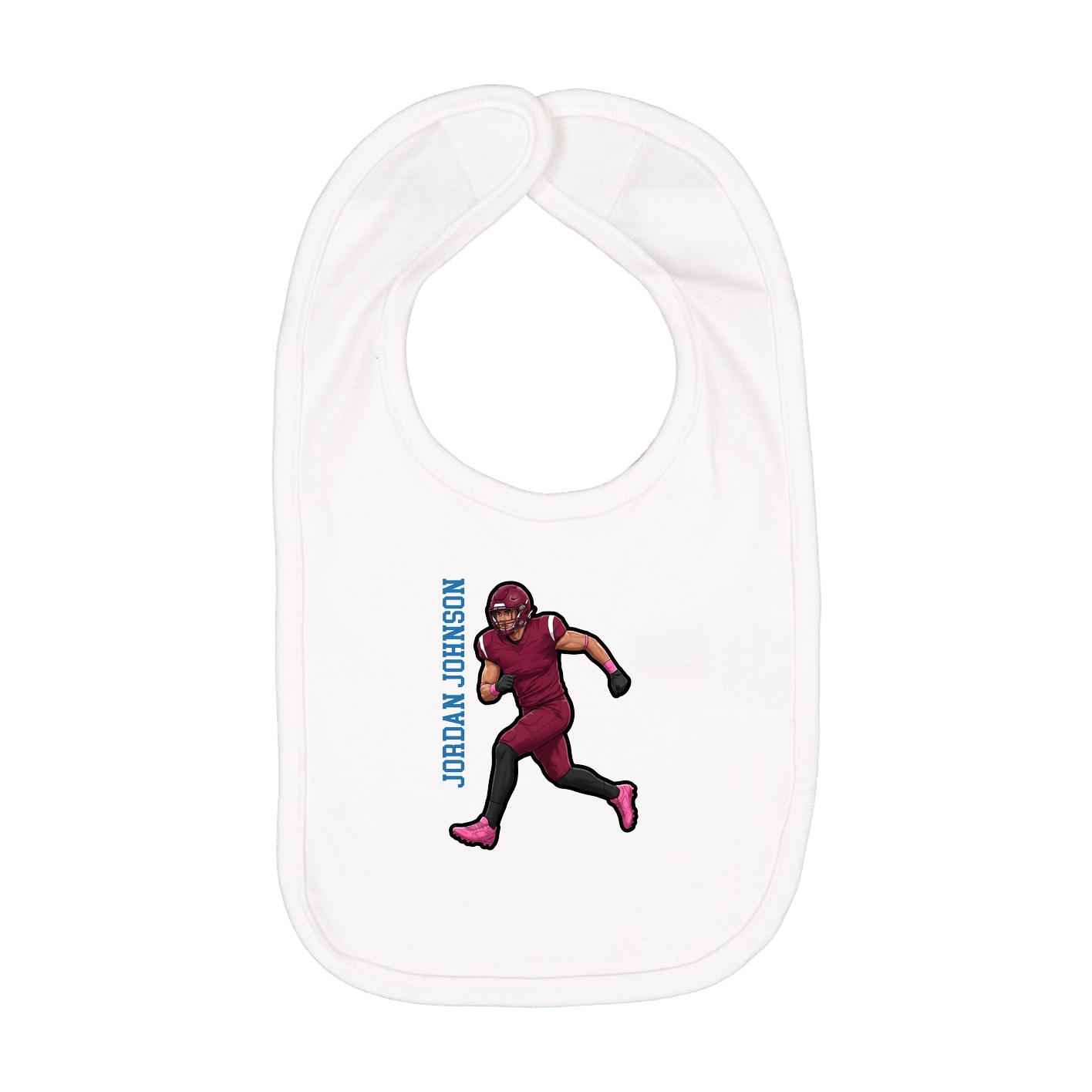 Infant Bib — Name Vertical in White