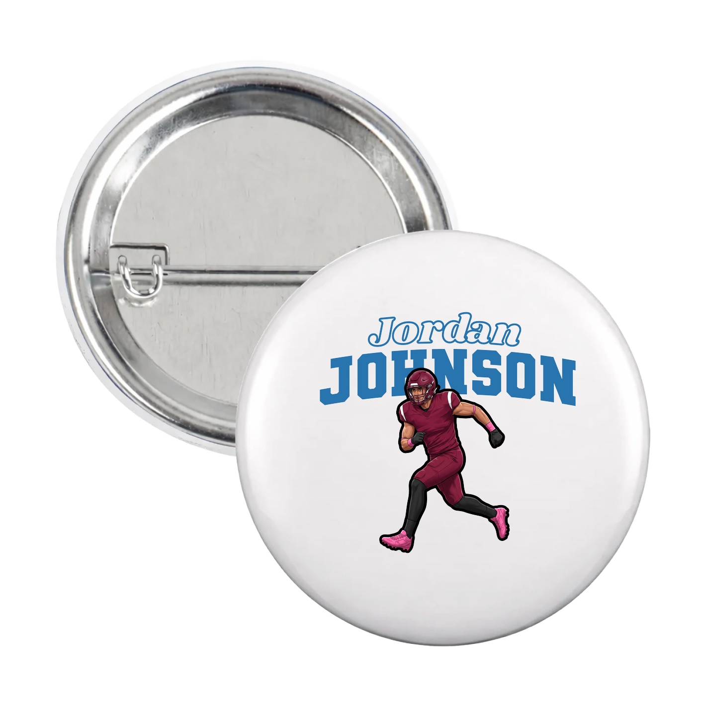 Game Day Button — Name Arch in White