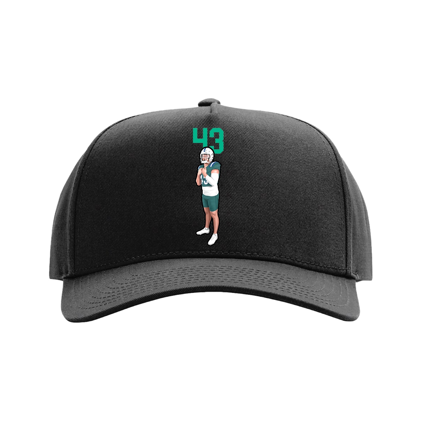Full Fabric Five-Panel Champ Cap — Number Top in Black