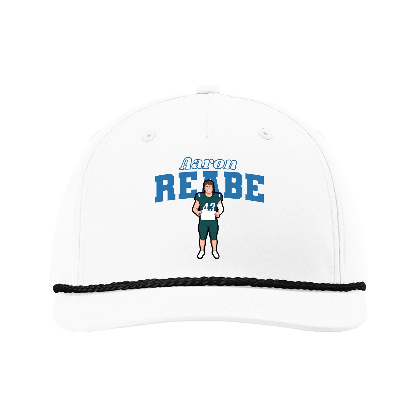 Five-Panel Classic Rope Cap — Name Arch in White