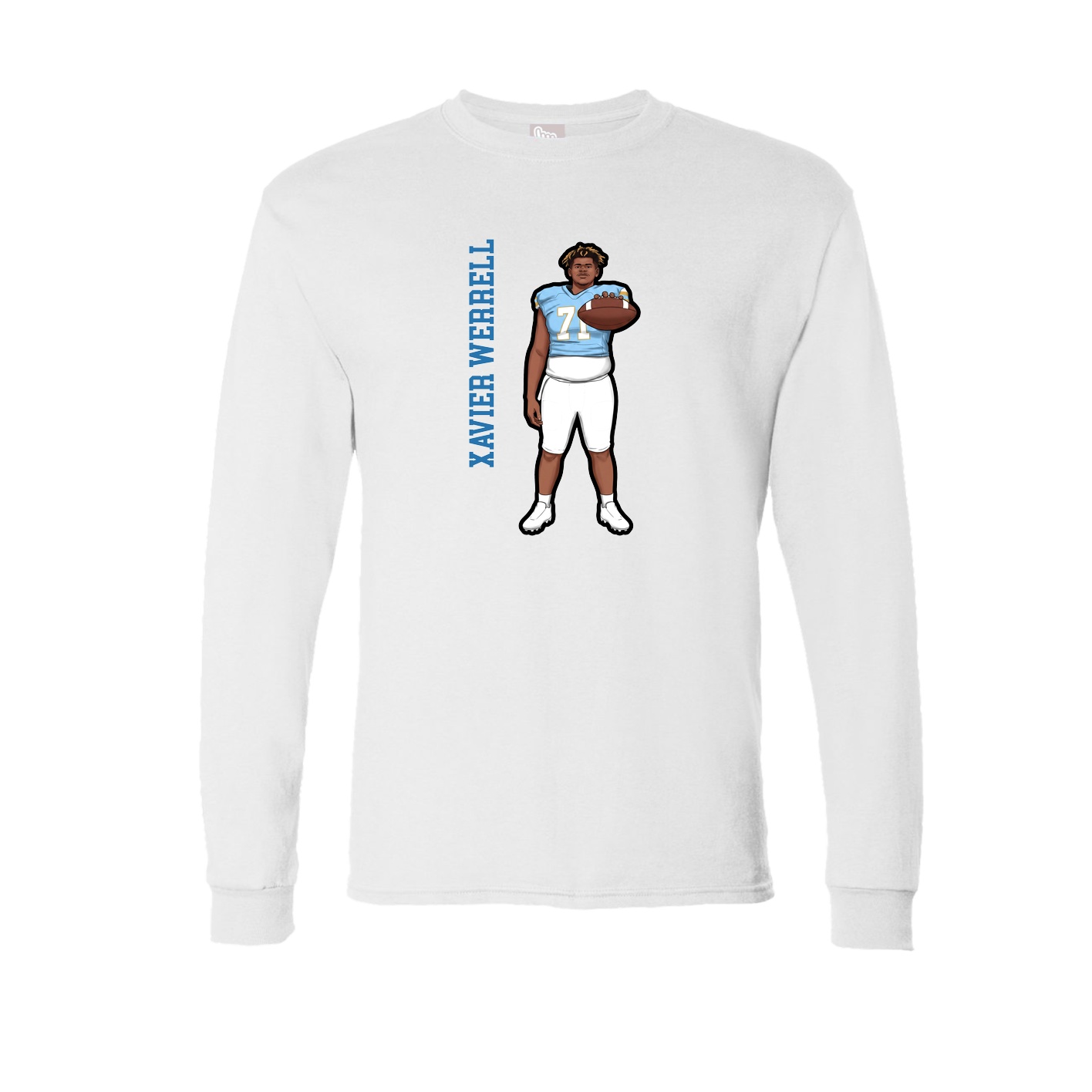 Long Sleeve Tee — Name Vertical in White