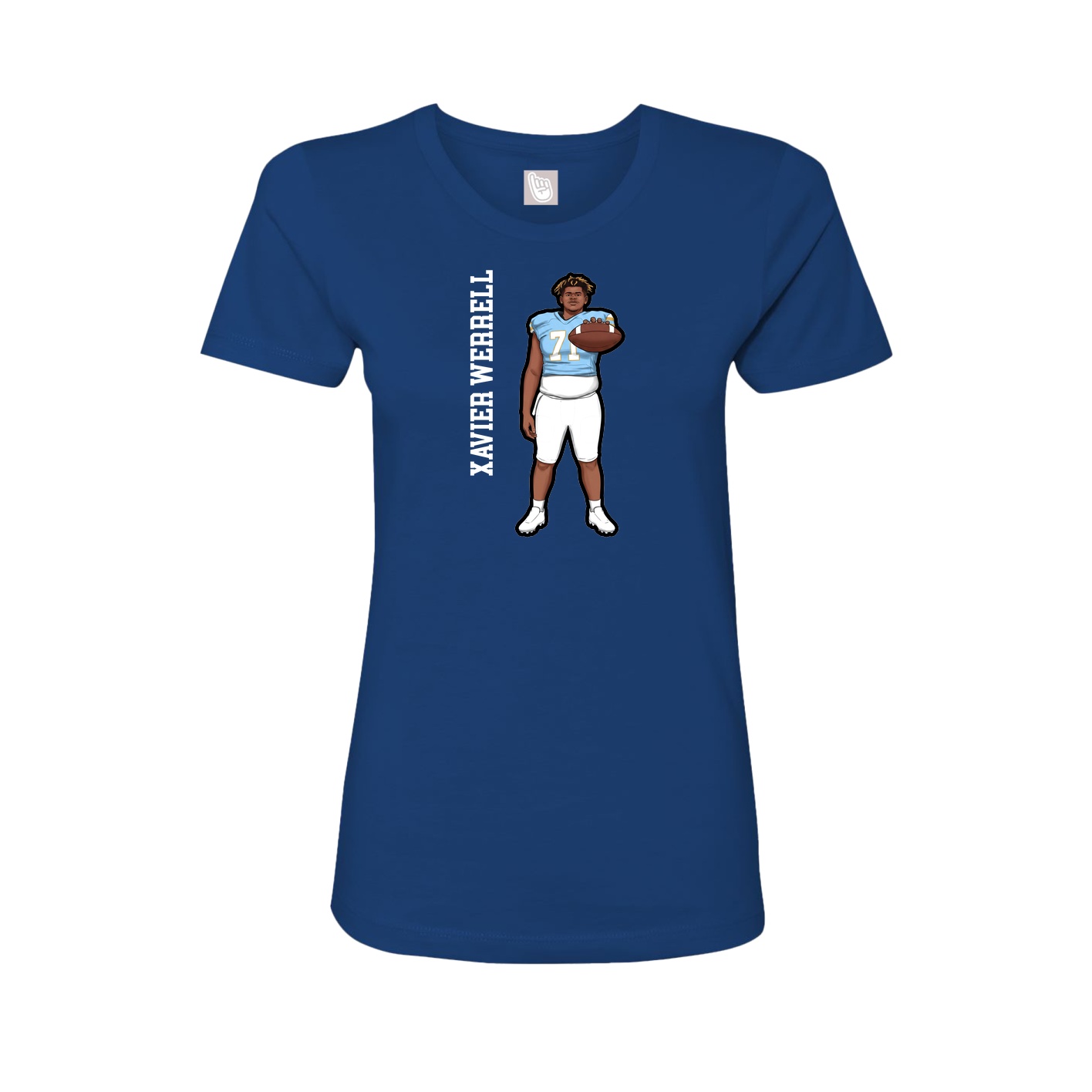 Fitted Women's Tee — Name Vertical in Royal