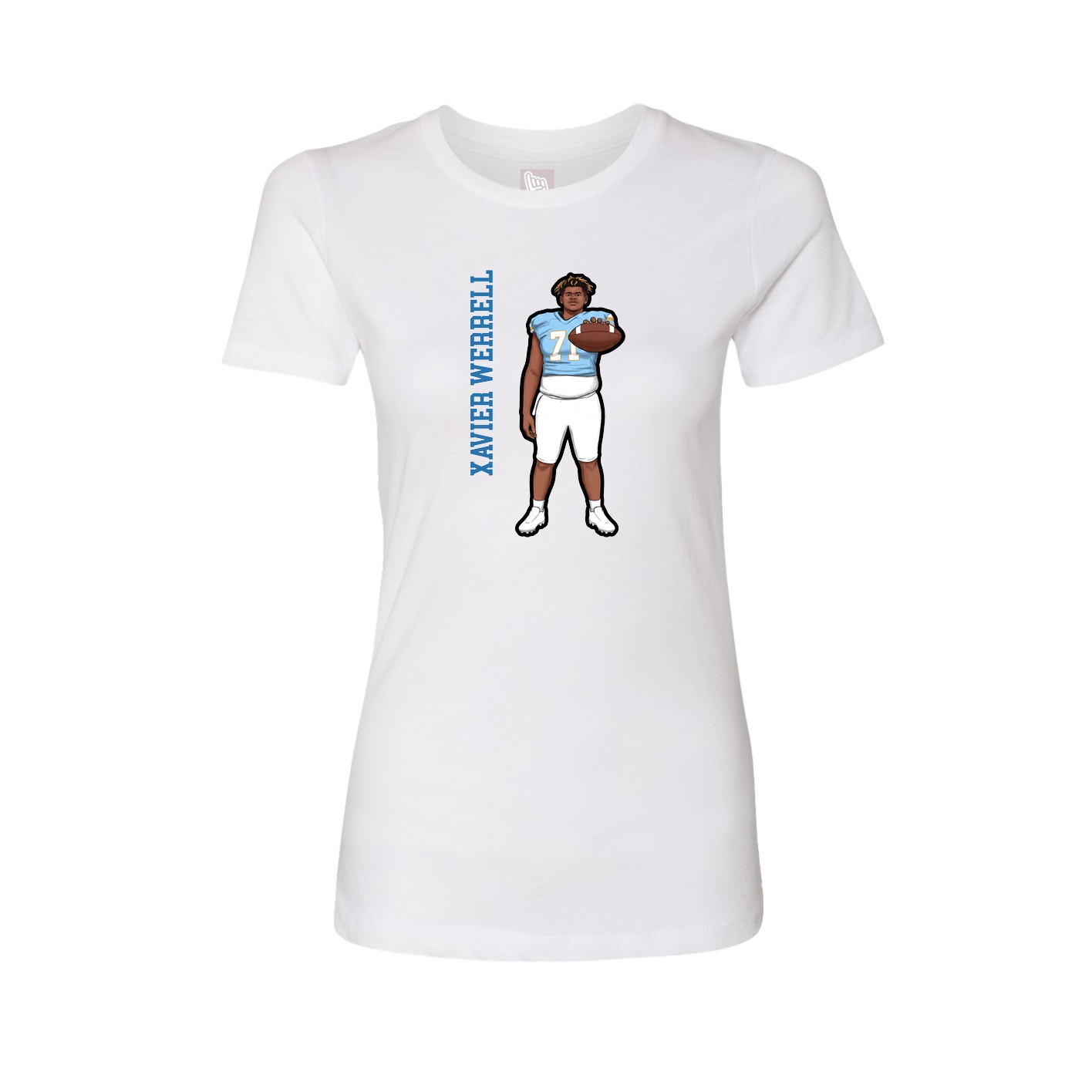 Fitted Women's Tee — Name Vertical in White