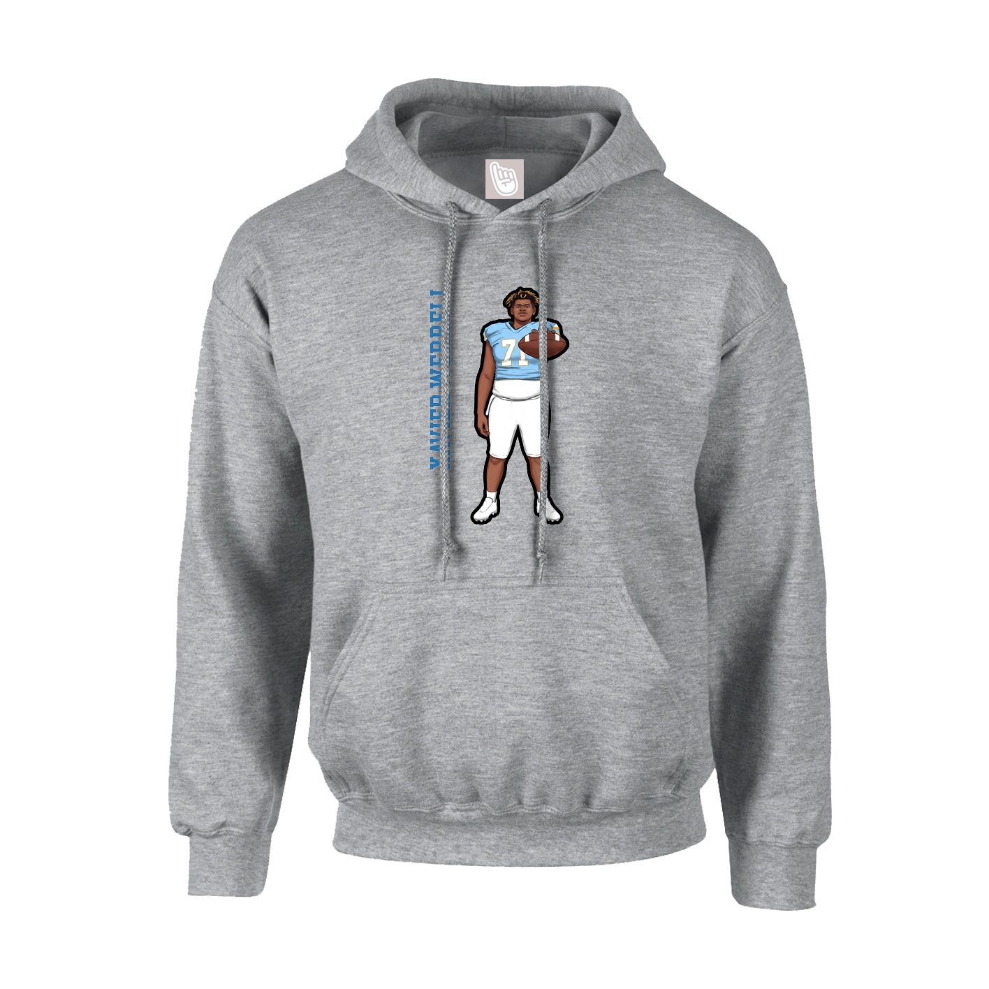 Hoodie — Name Vertical in Grey