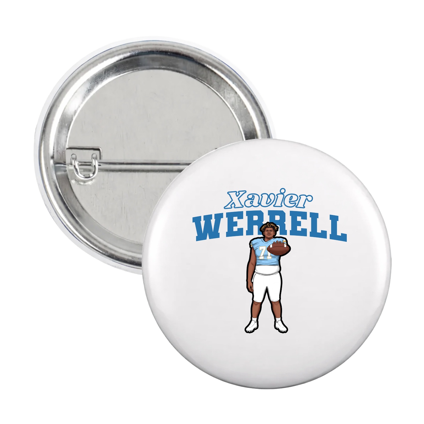 Game Day Button — Name Arch in White