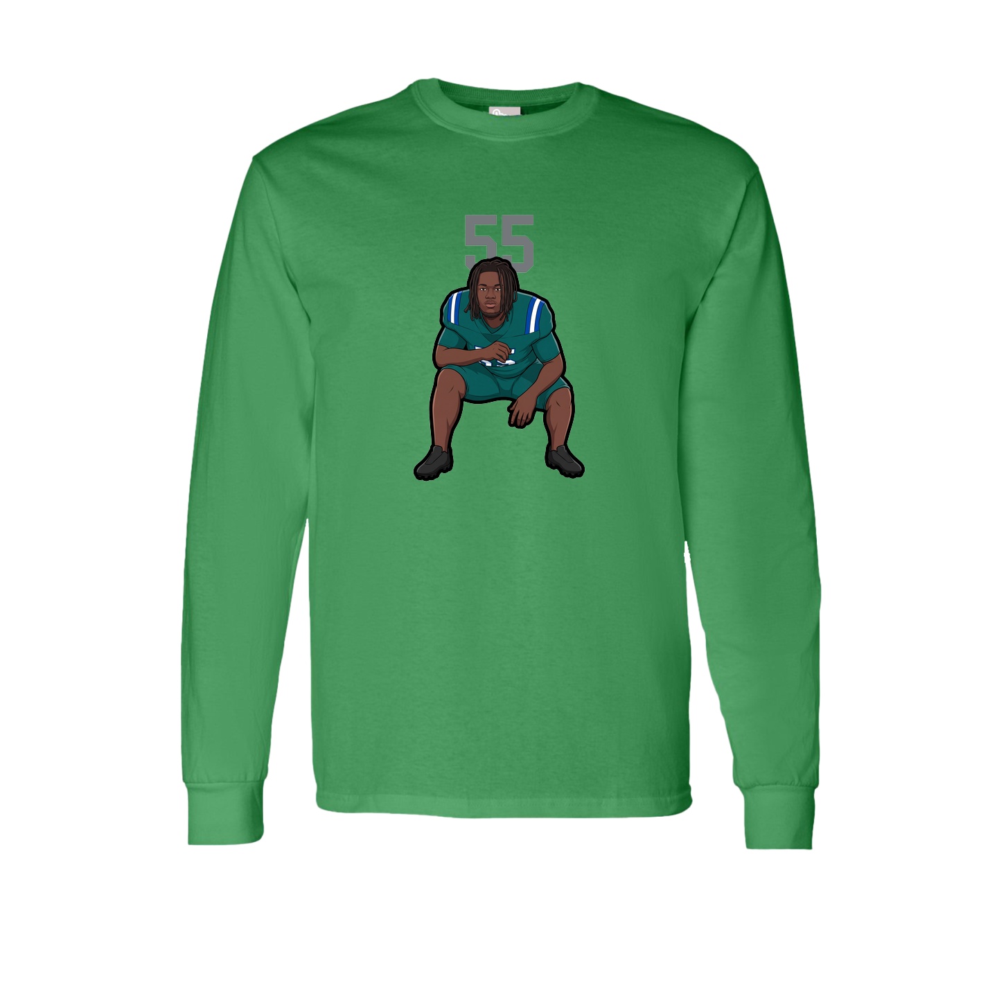 Long Sleeve Tee — Number Top in Green