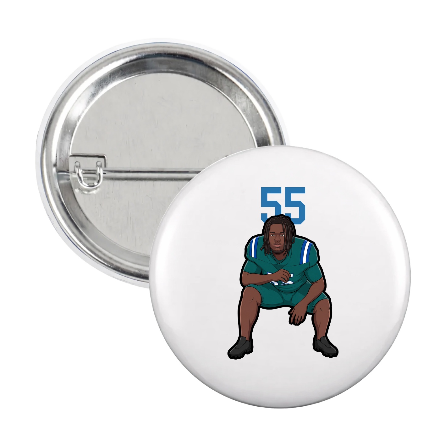 Game Day Button — Number Top in White