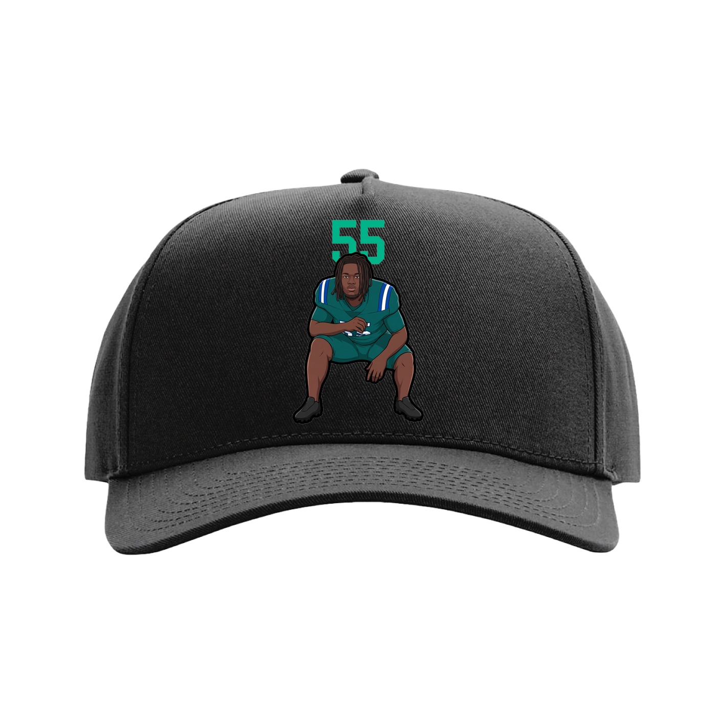 Full Fabric Five-Panel Champ Cap — Number Top in Black