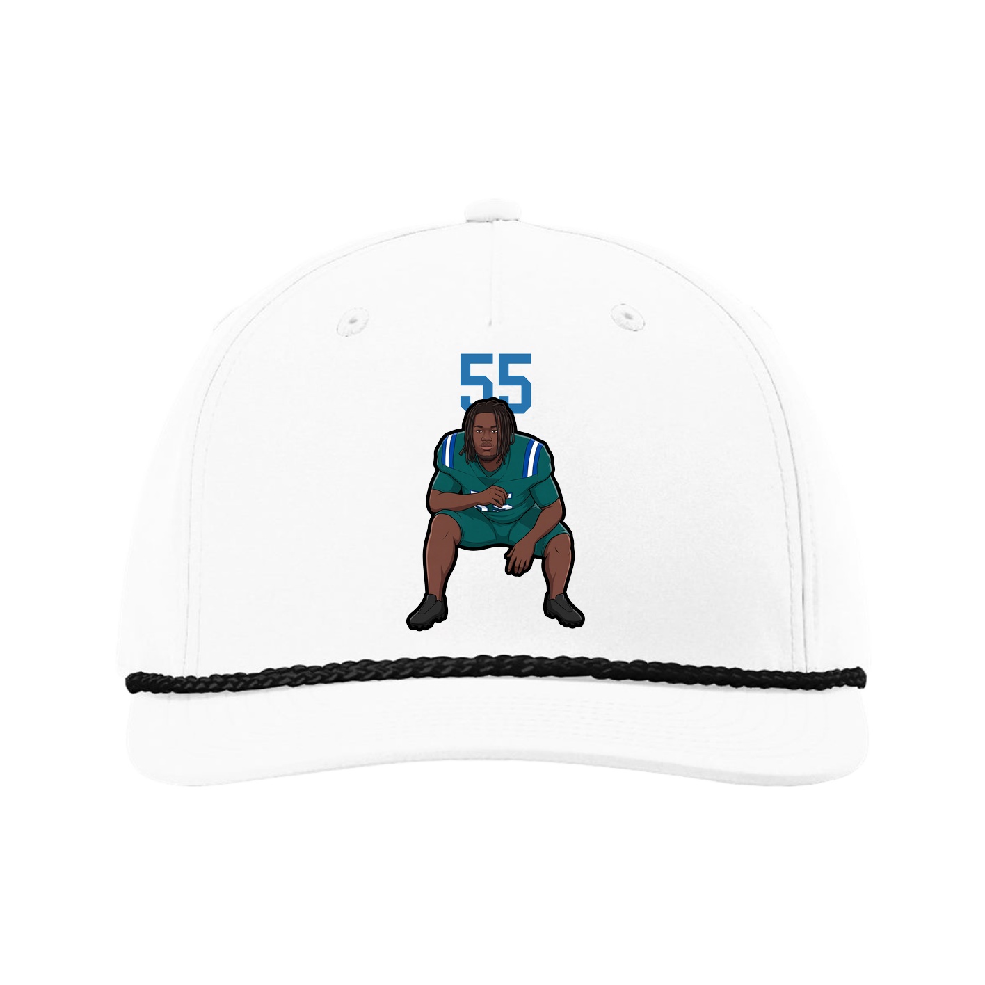 Five-Panel Classic Rope Cap — Number Top in White