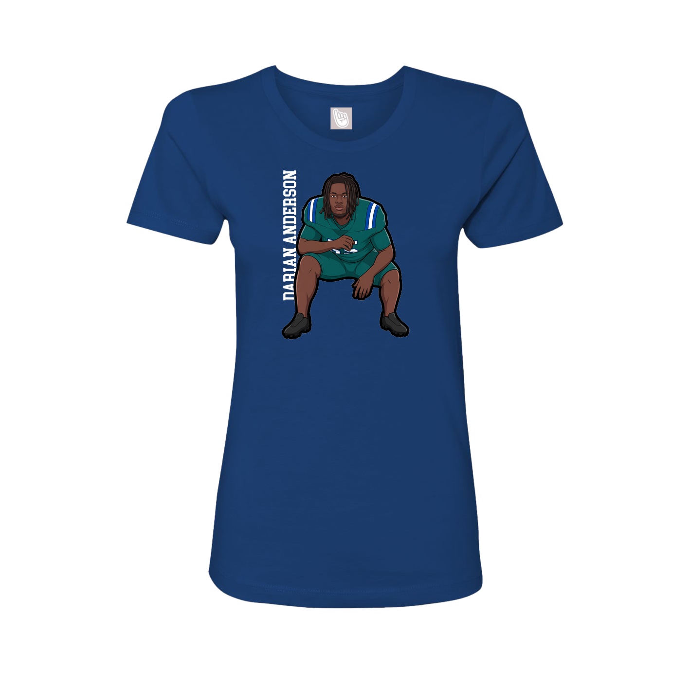 Fitted Women's Tee — Name Vertical in Royal