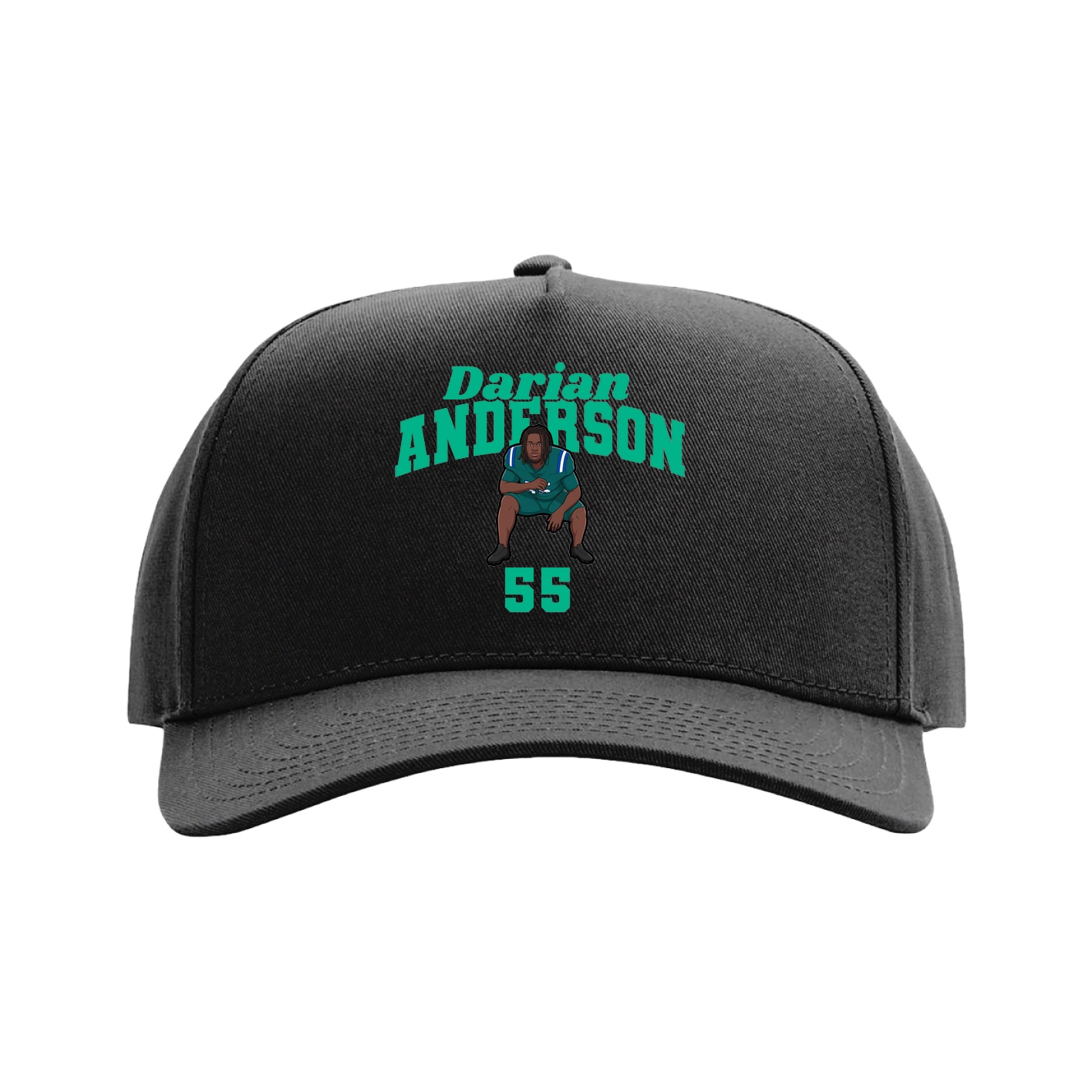 Full Fabric Five-Panel Champ Cap — Signature Arch in Black