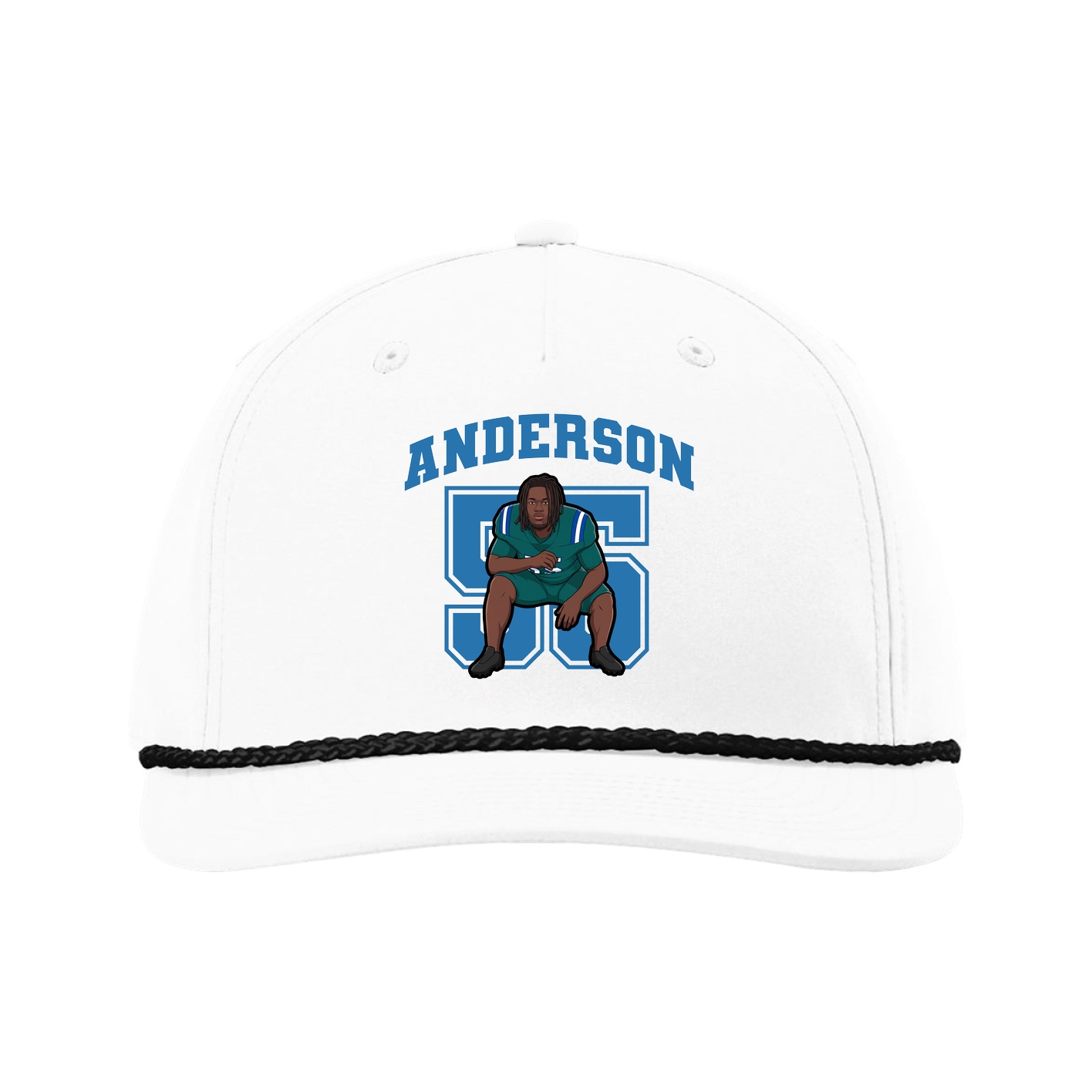 Five-Panel Classic Rope Cap — Number in White