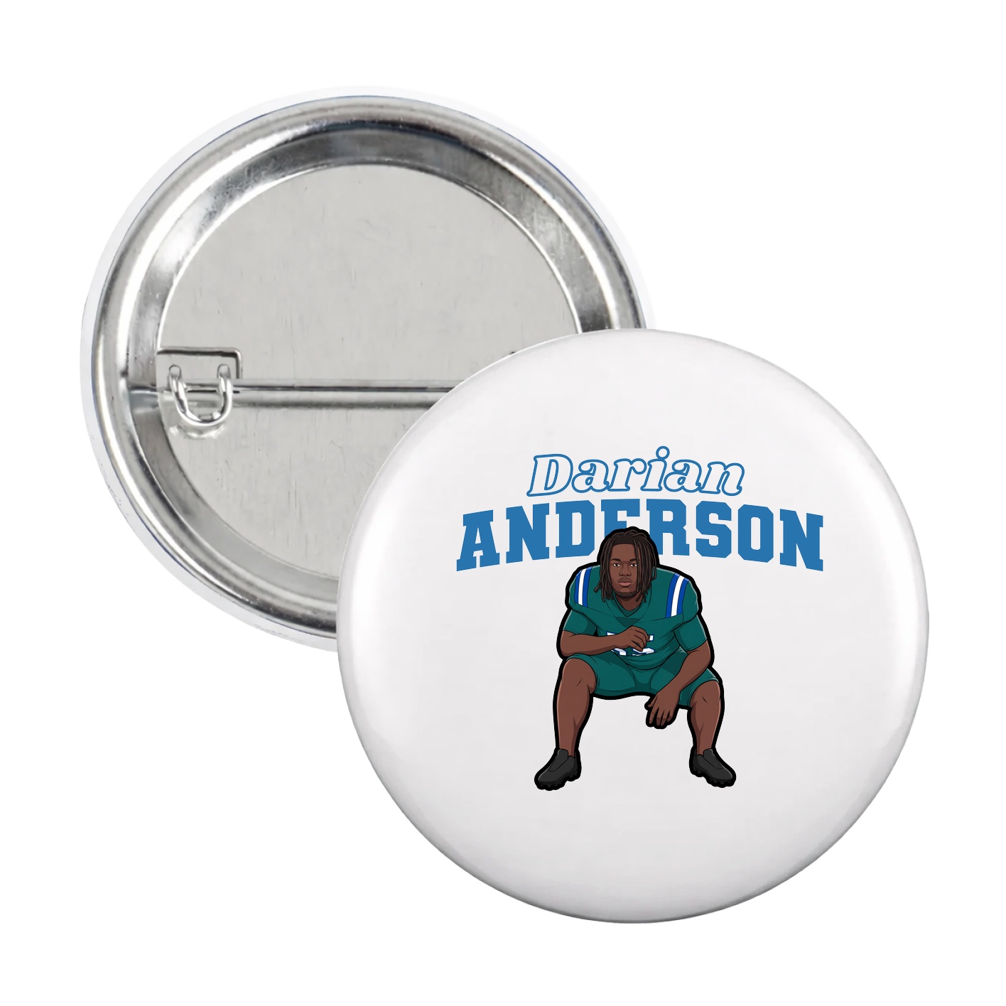 Game Day Button — Name Arch in White