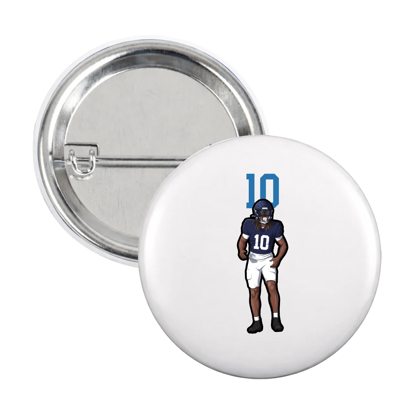 Game Day Button — Number Top in White