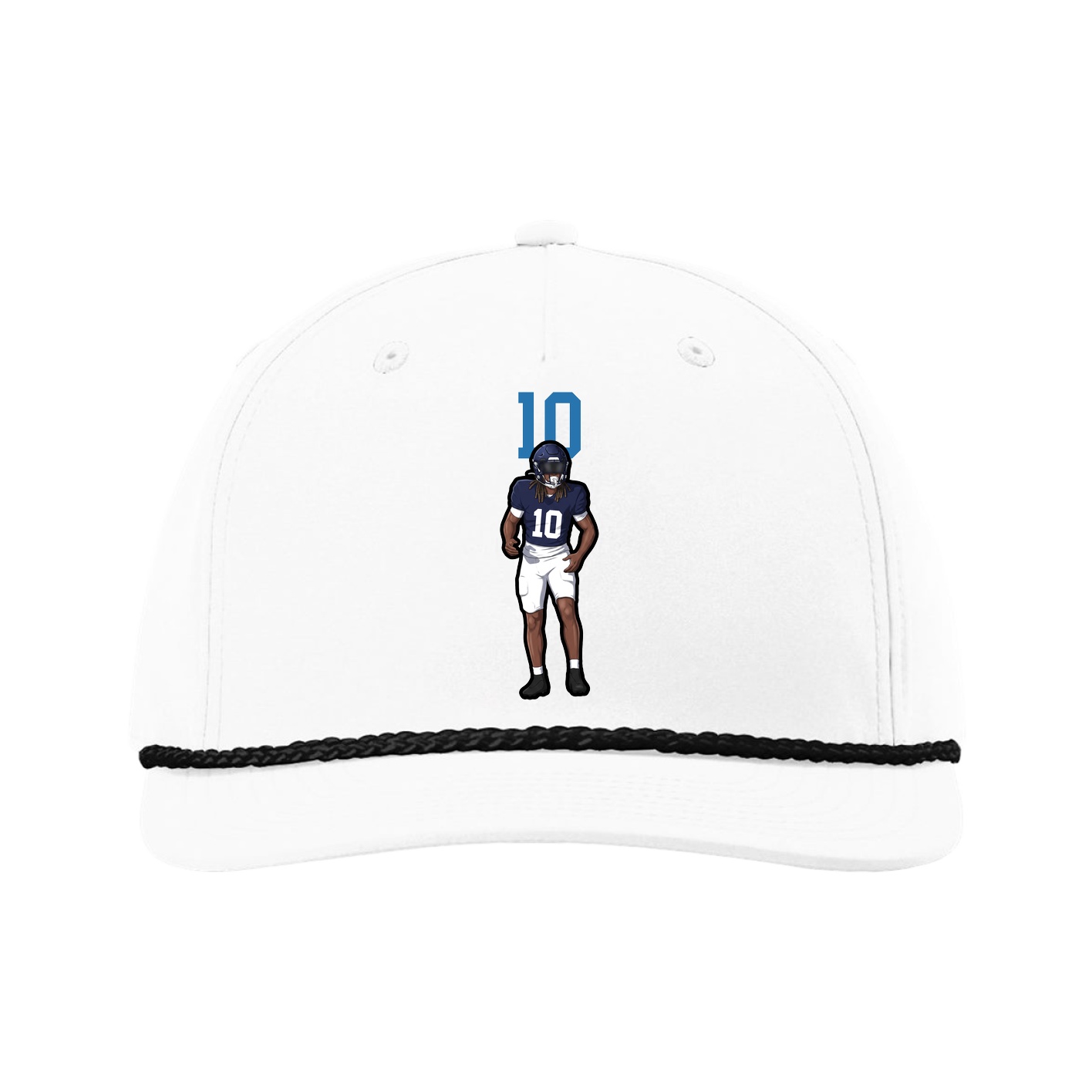 Five-Panel Classic Rope Cap — Number Top in White