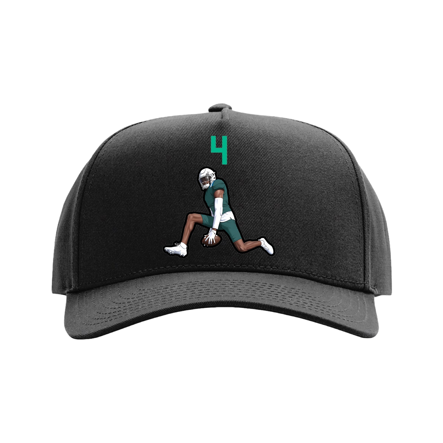 Full Fabric Five-Panel Champ Cap — Number Top in Black