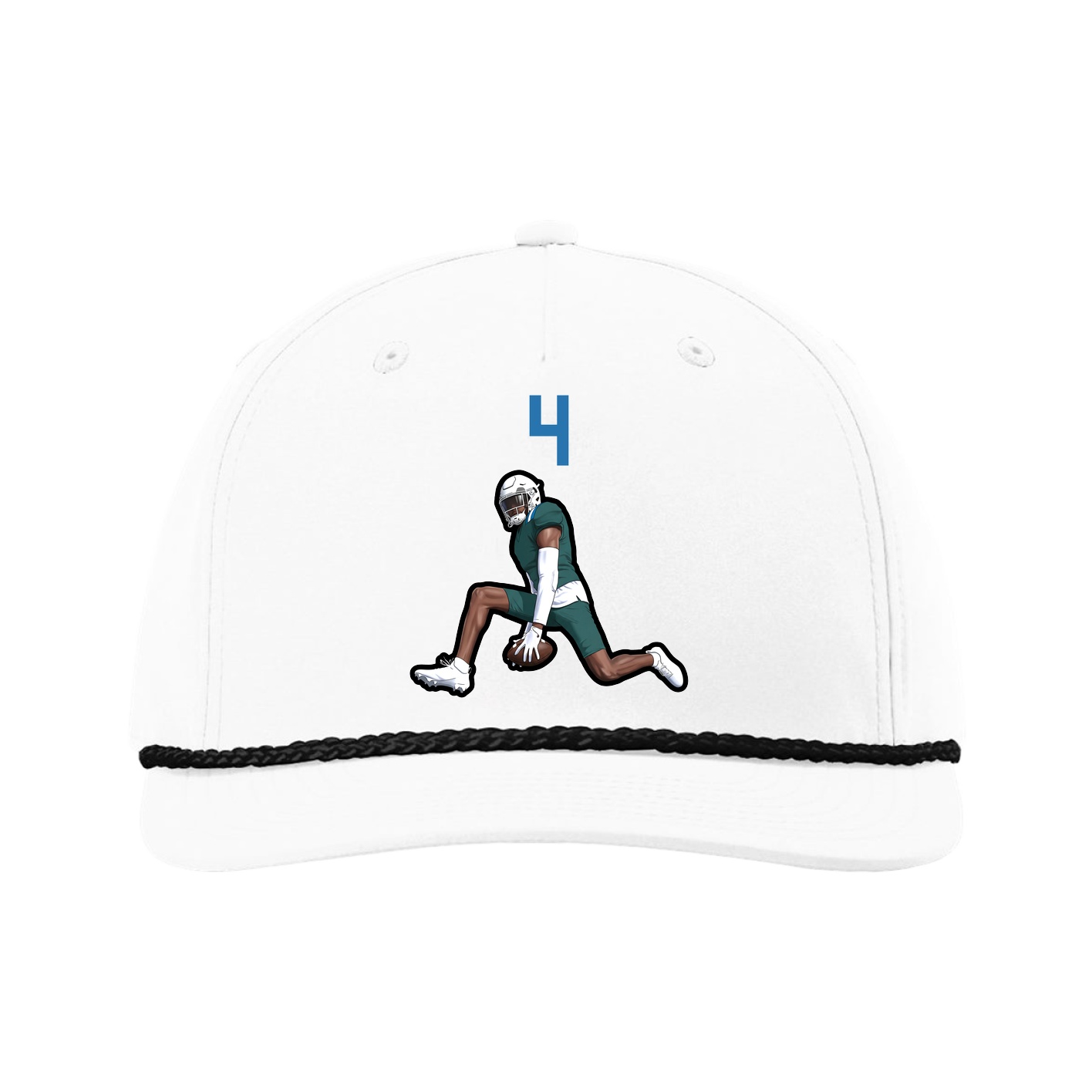 Five-Panel Classic Rope Cap — Number Top in White