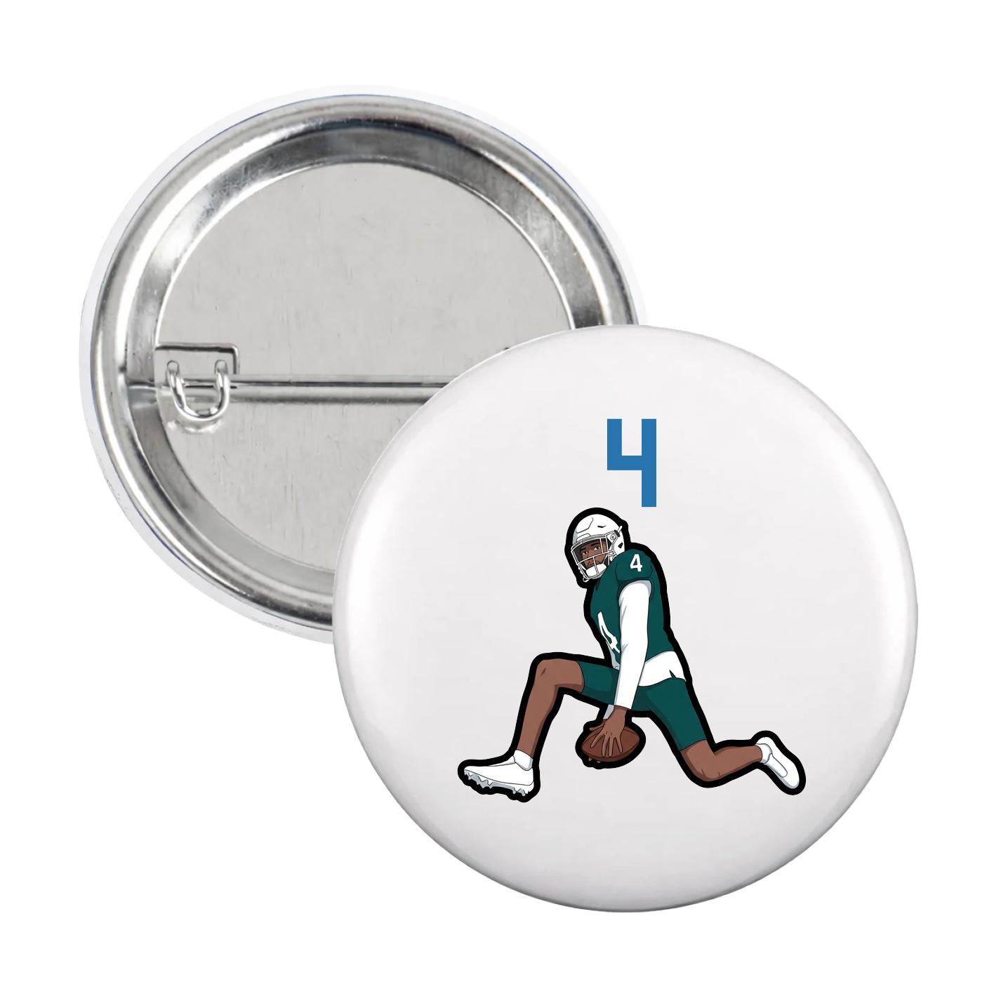 Game Day Button — Number Top in White