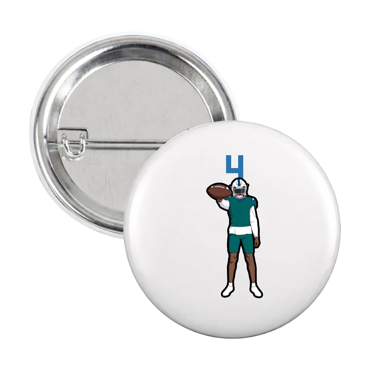 Game Day Button — Number Top in White