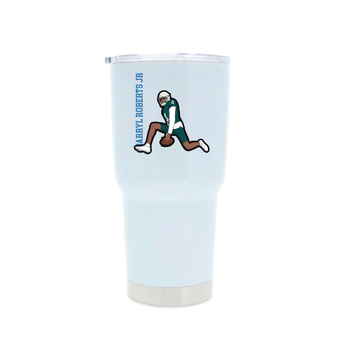 30oz Stainless Steel Tumbler — Name Vertical in White
