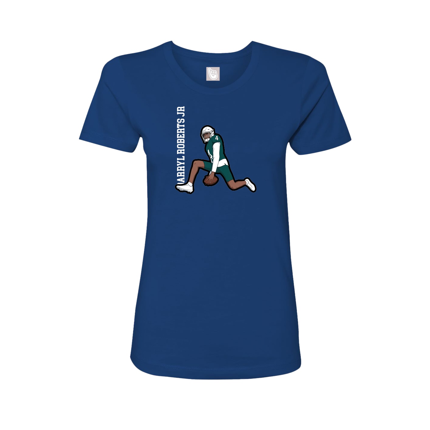 Fitted Women's Tee — Name Vertical in Royal