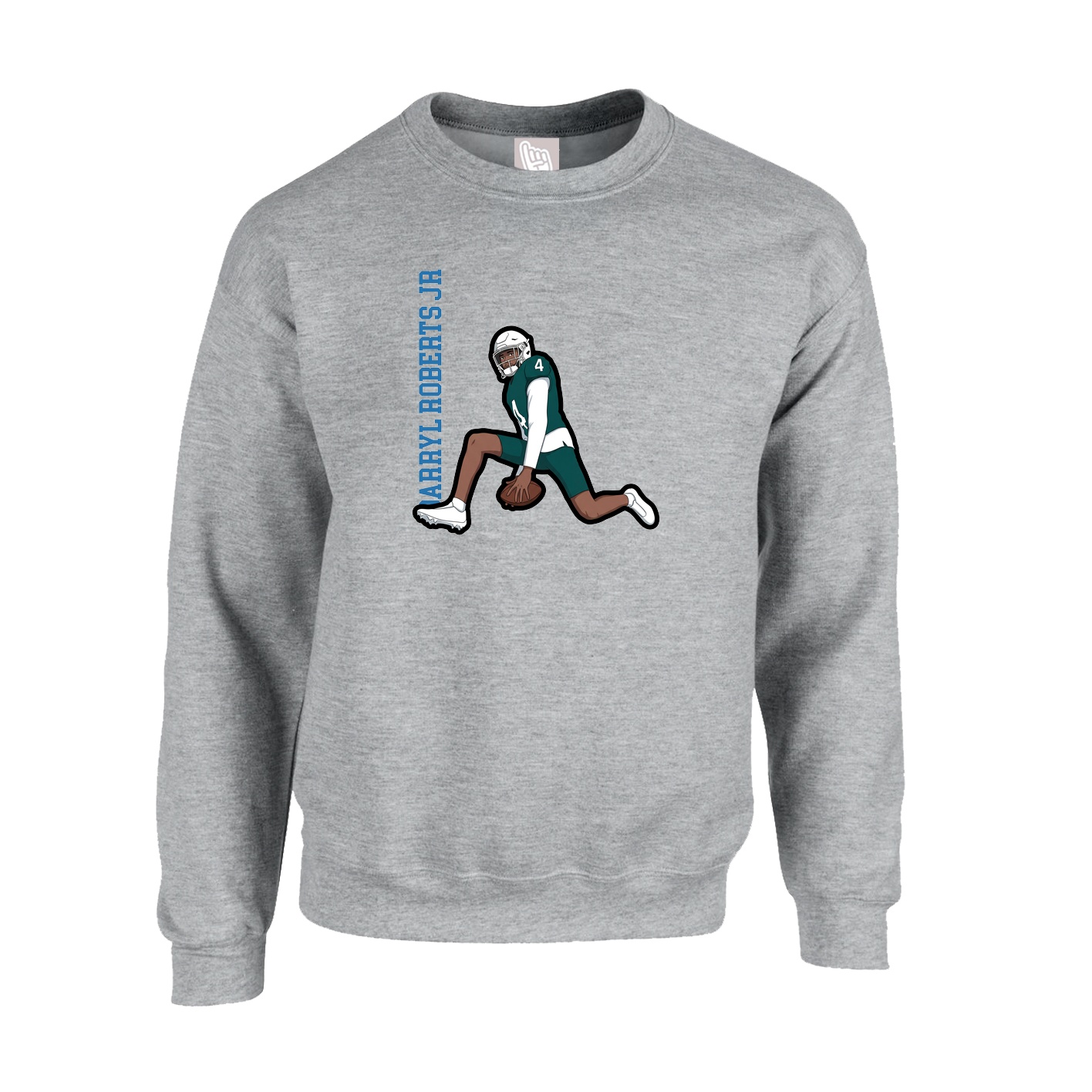 Fleece Crew — Name Vertical in Grey