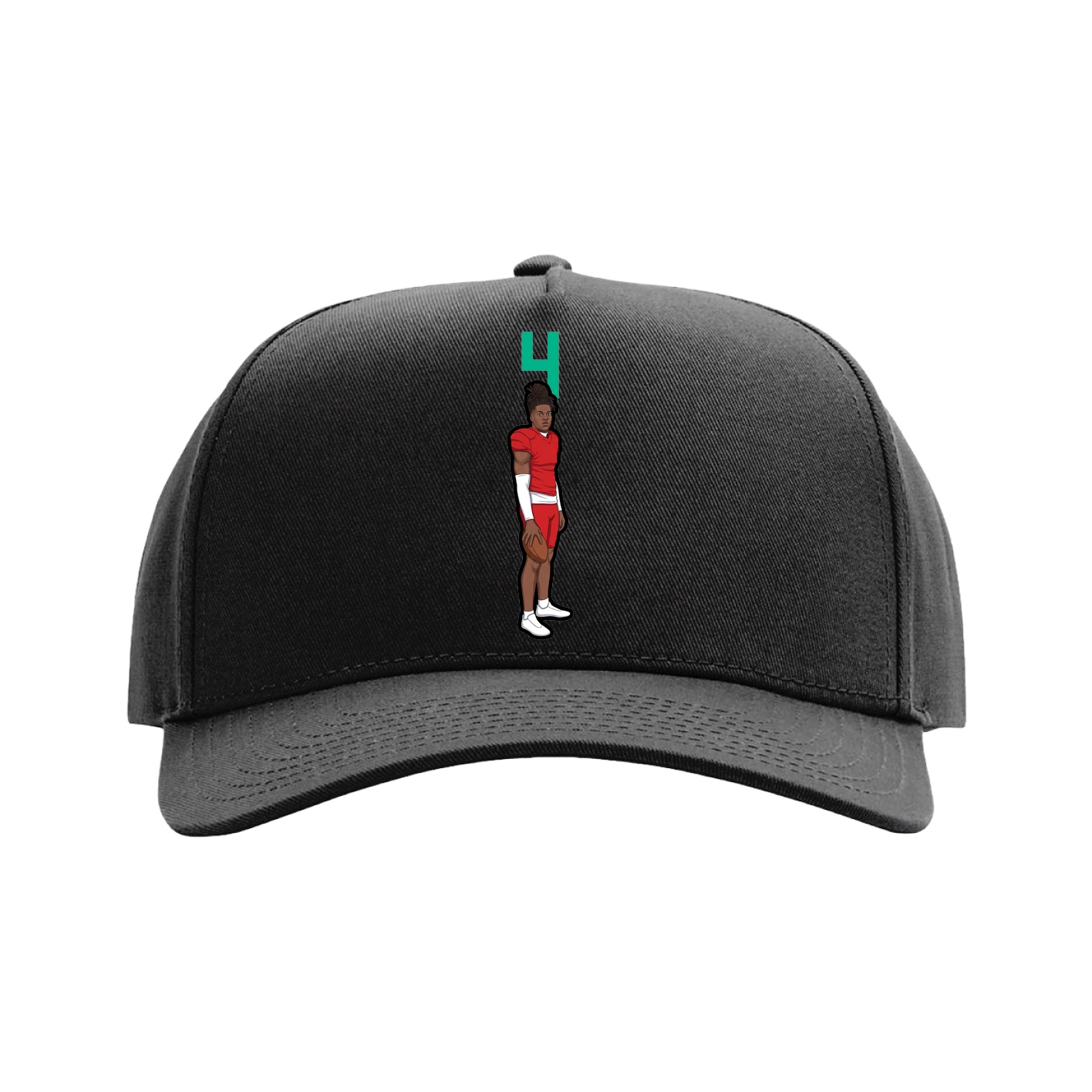Full Fabric Five-Panel Champ Cap — Number Top in Black