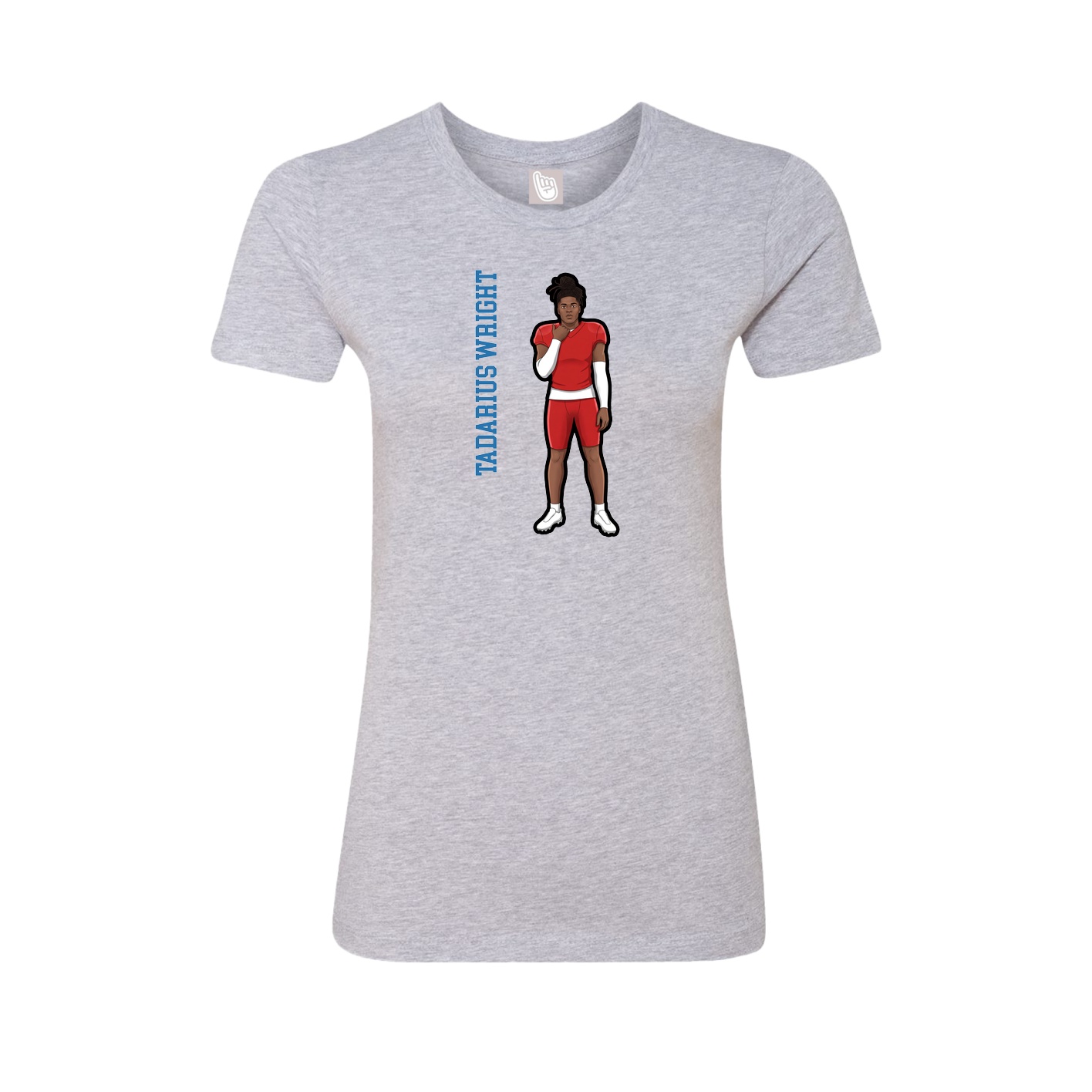 Fitted Women's Tee — Name Vertical in Grey