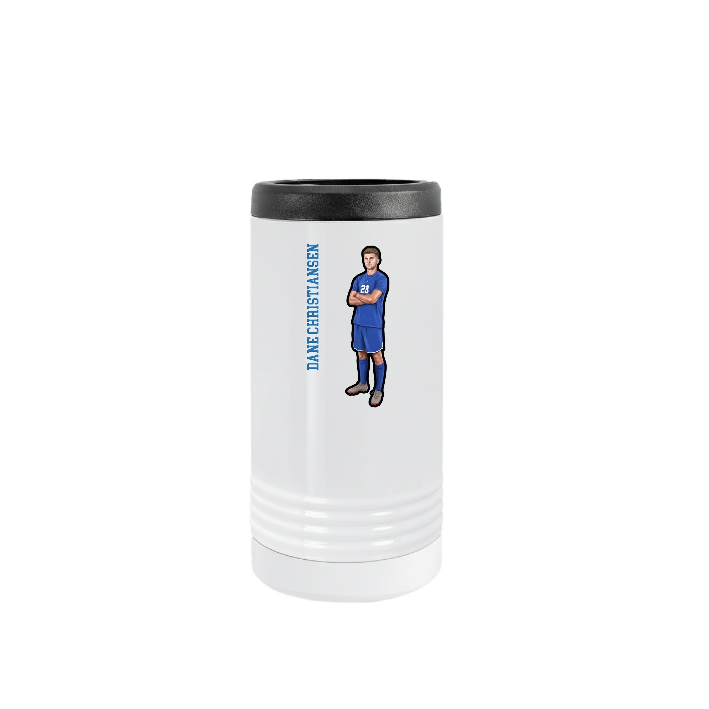 Slim Beverage Holder — Name Vertical in White