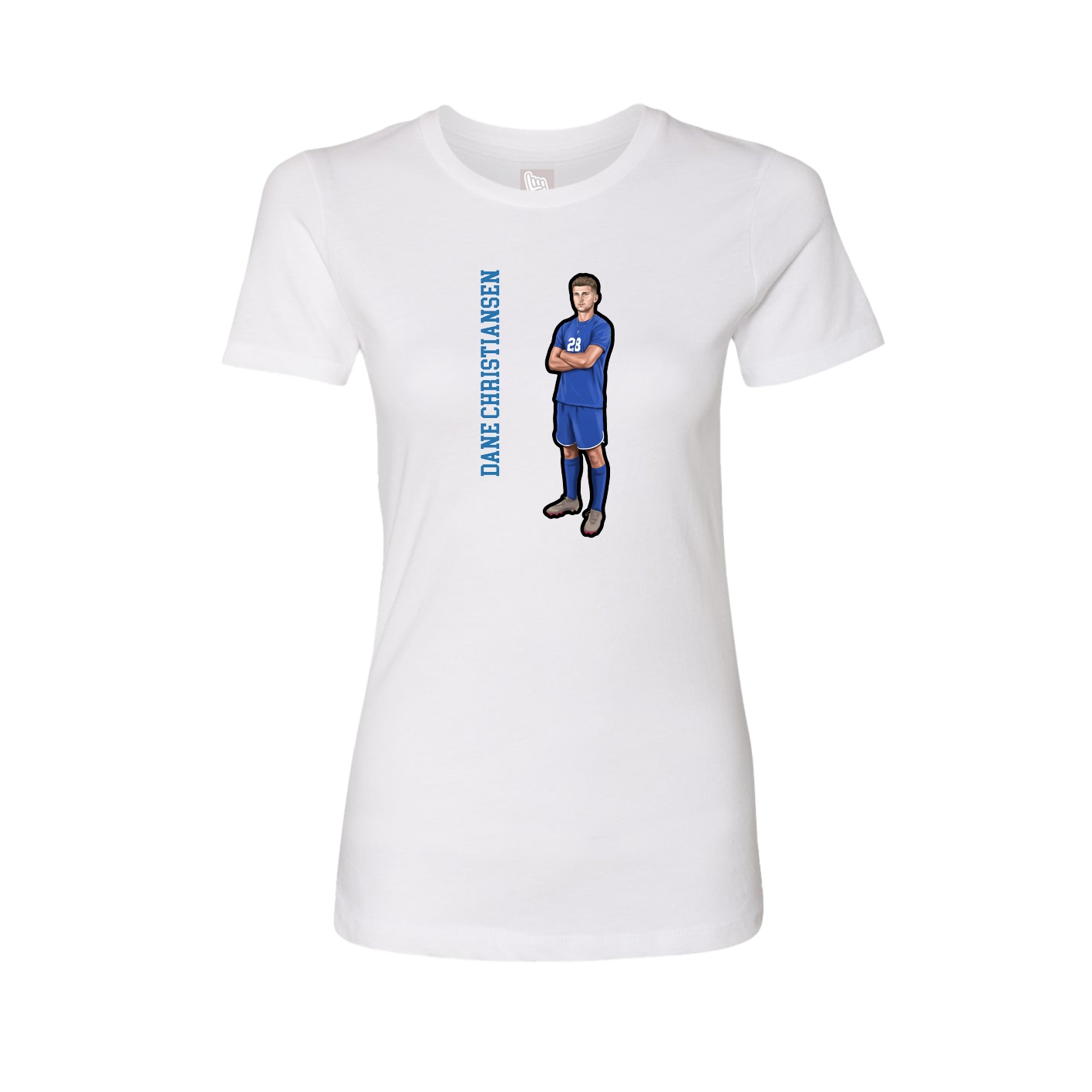 Fitted Women's Tee — Name Vertical in White