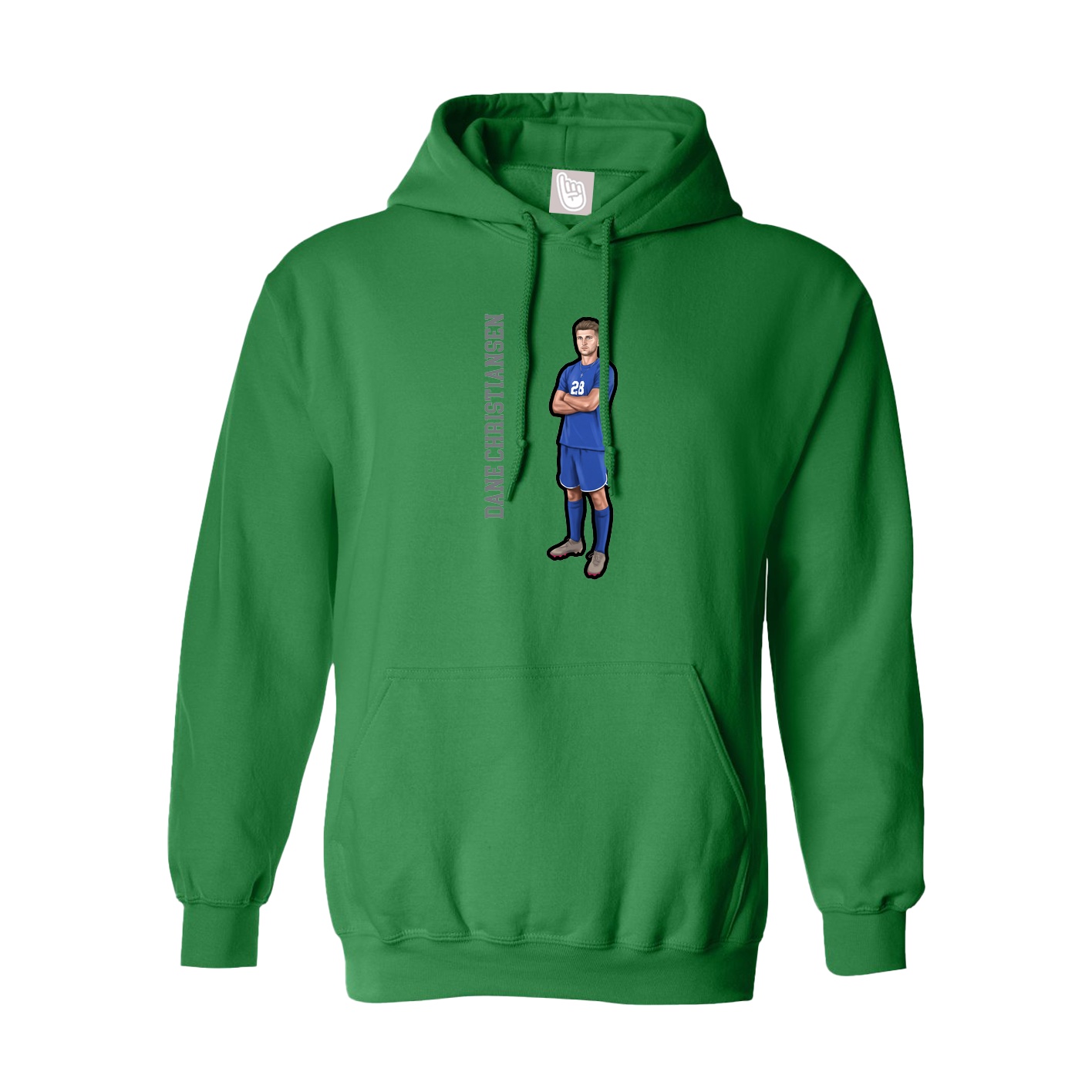 Youth Hoodie — Name Vertical in Green