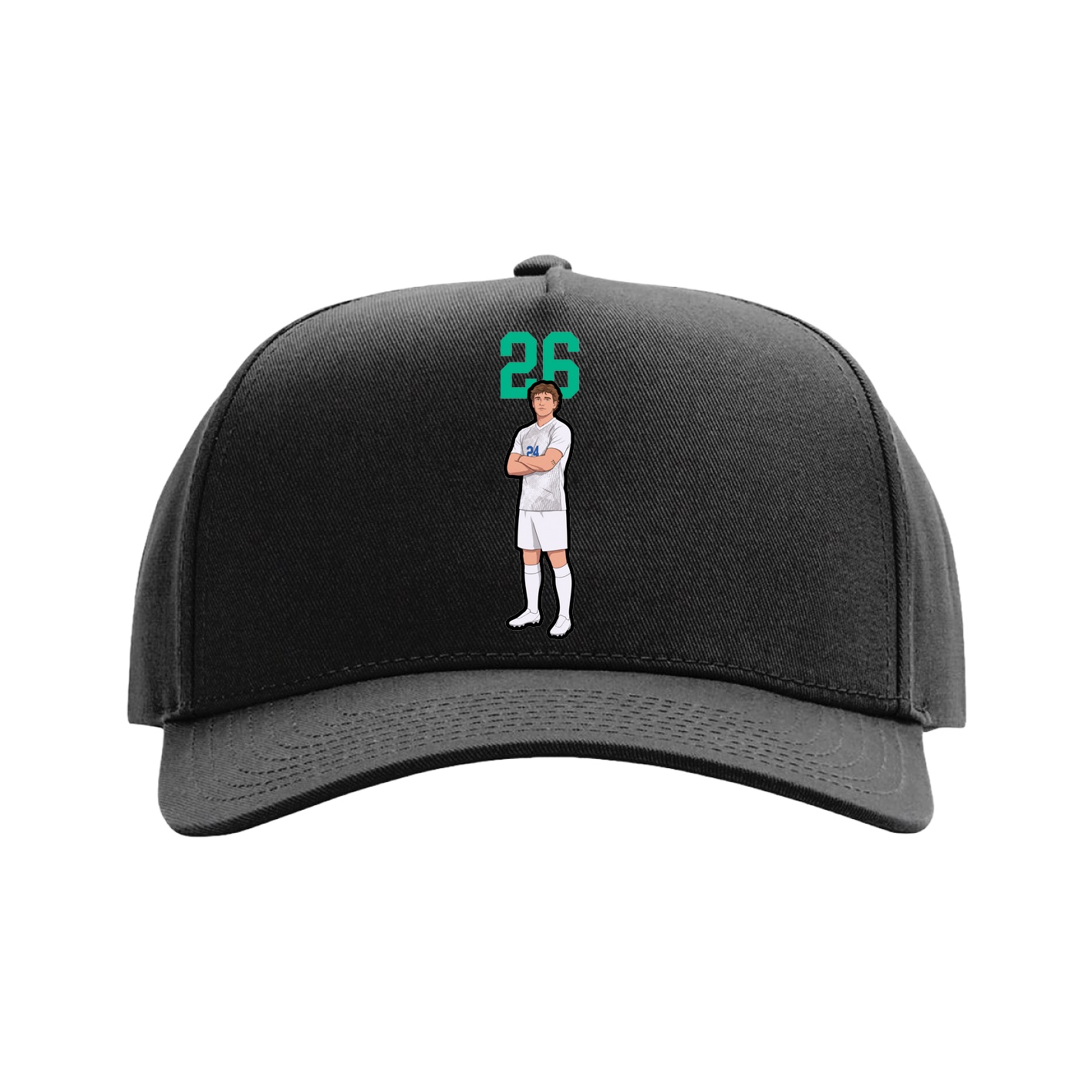 Full Fabric Five-Panel Champ Cap — Number Top in Black