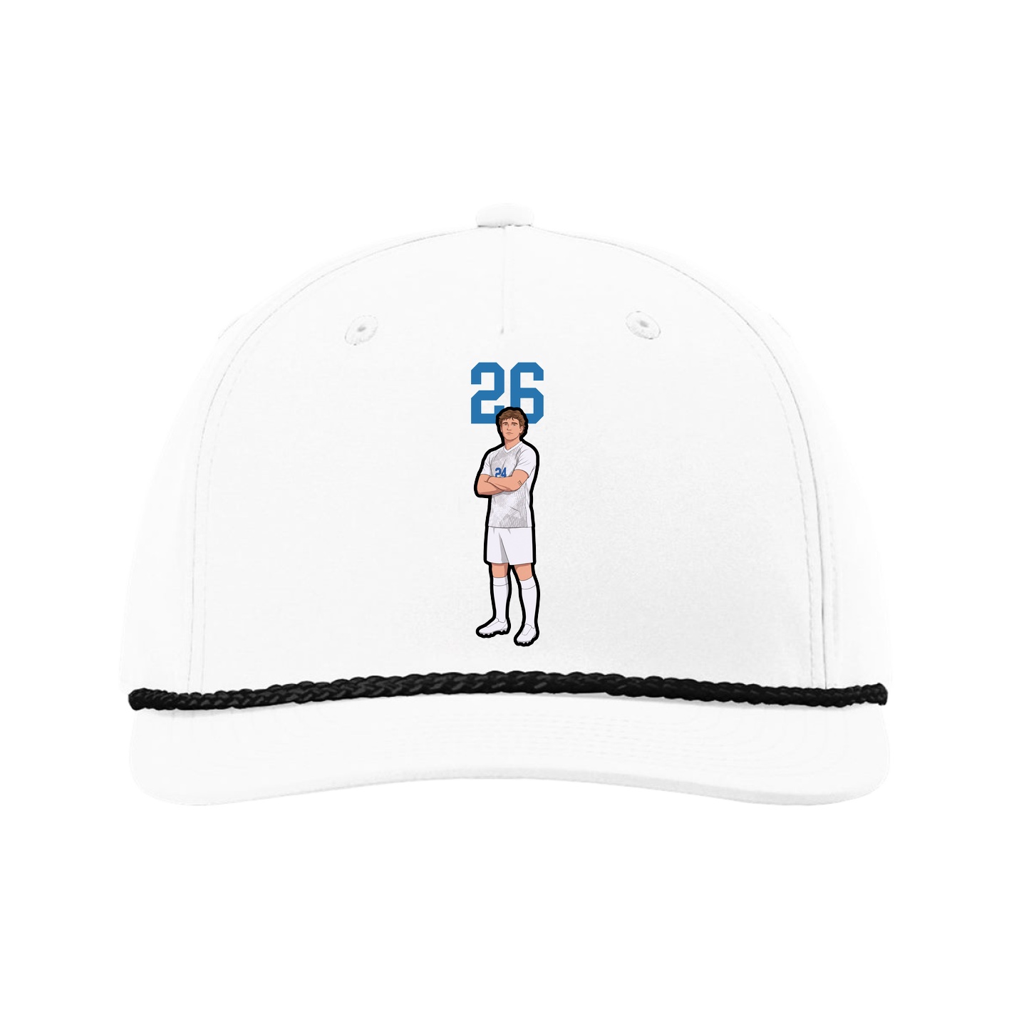 Five-Panel Classic Rope Cap — Number Top in White