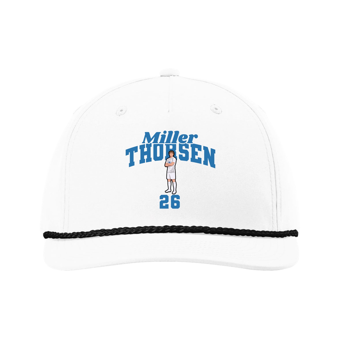 Five-Panel Classic Rope Cap — Signature Arch in White
