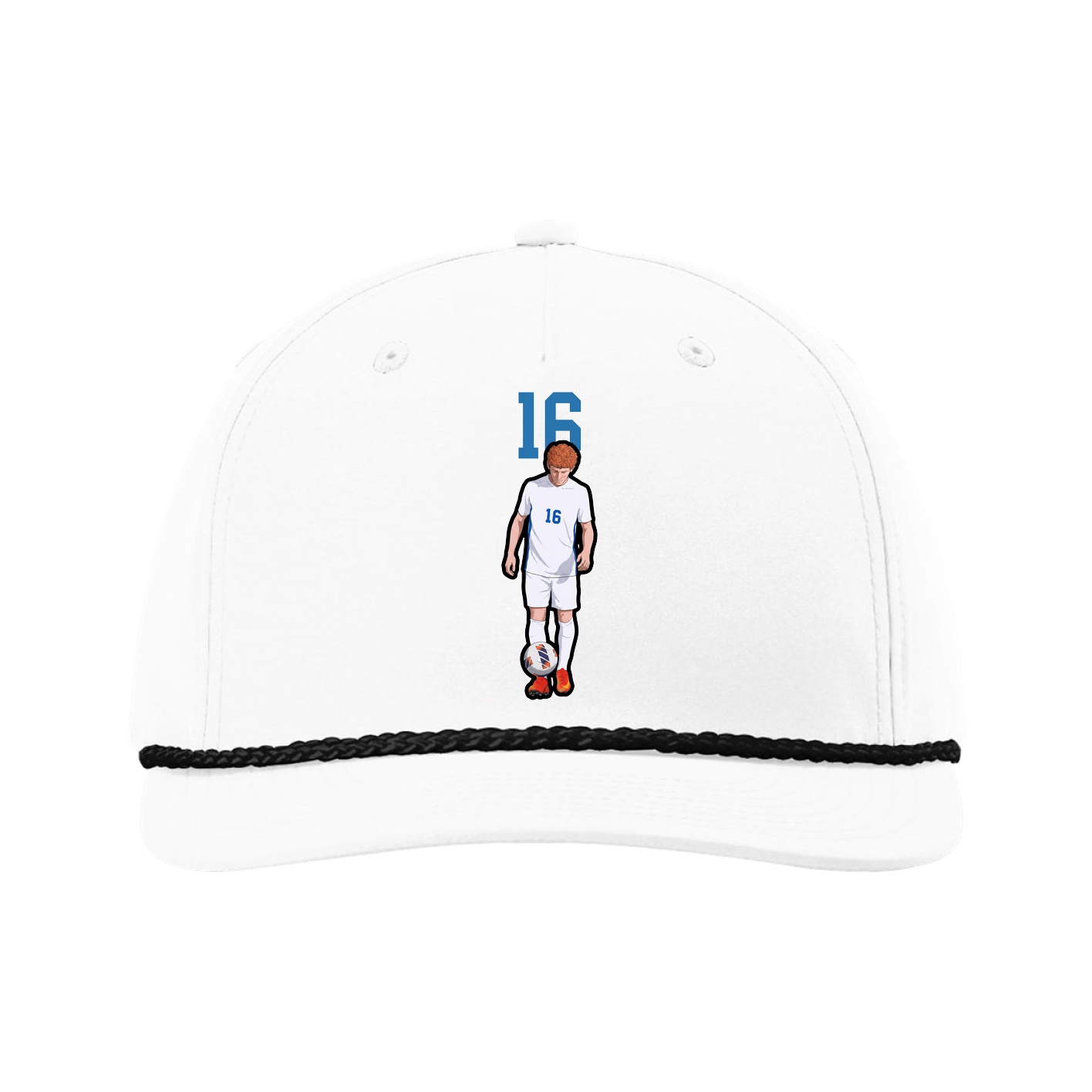 Five-Panel Classic Rope Cap — Number Top in White