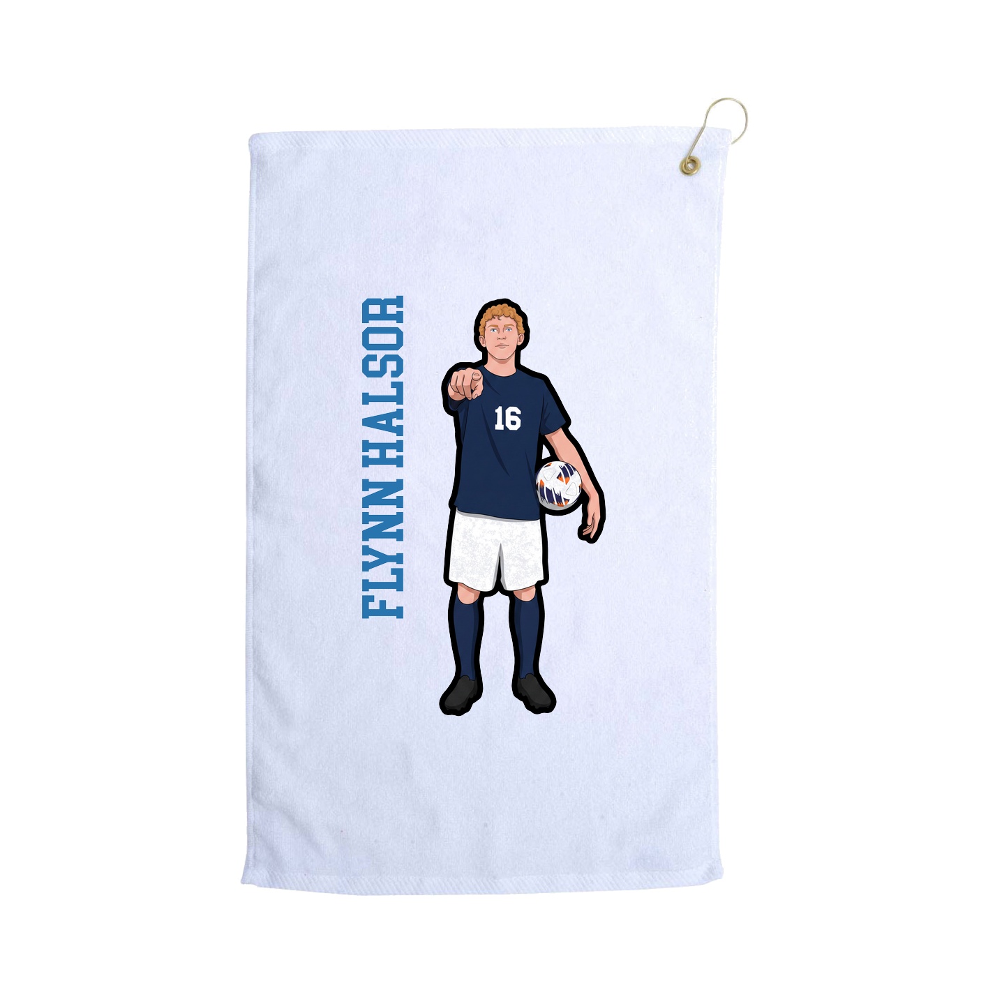 Golf Towel — Name Vertical in White