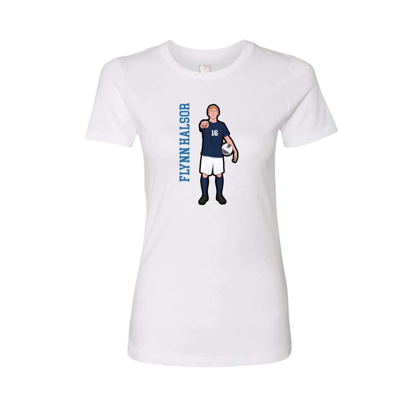 Womens Tee — Name Vertical in White