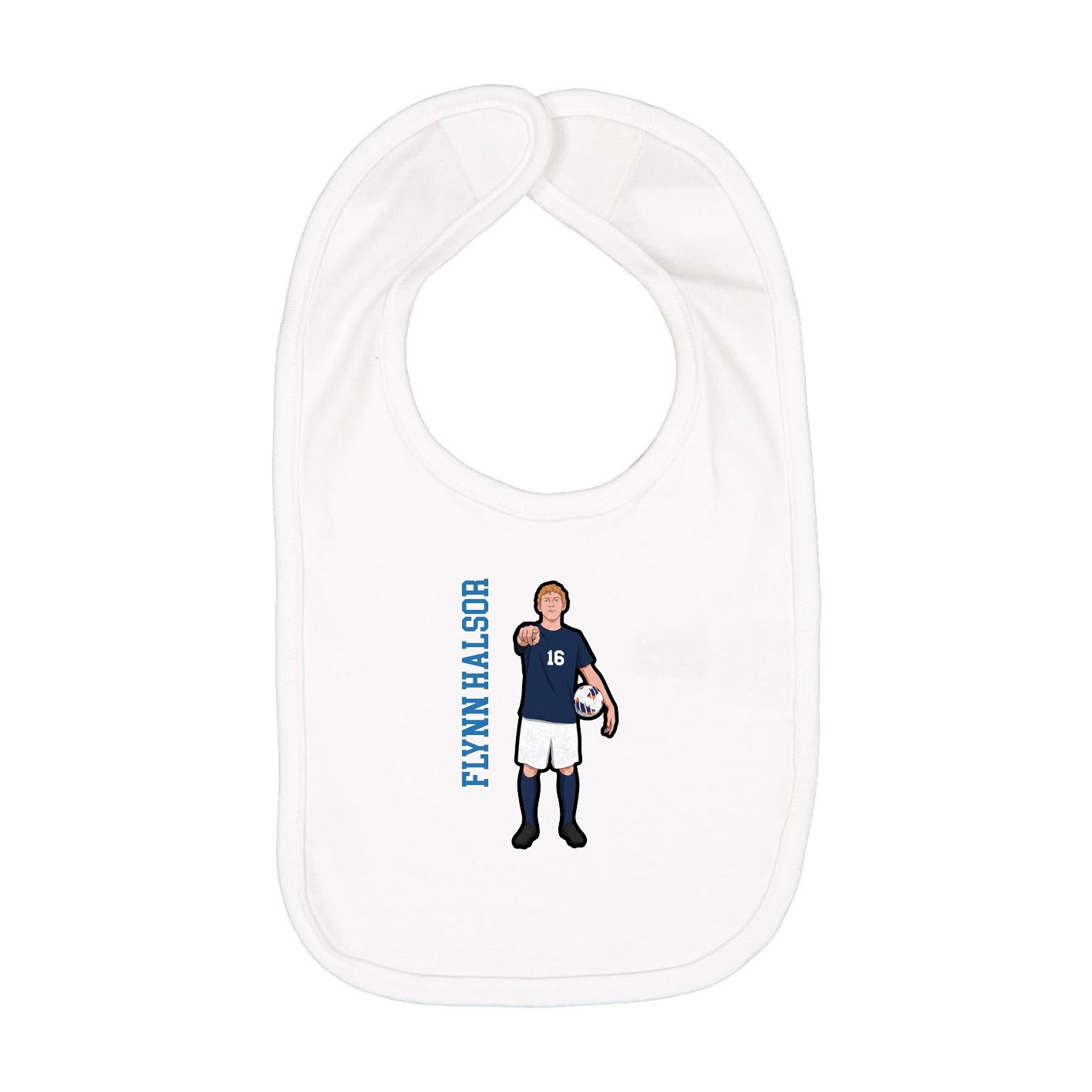 Infant Bib — Name Vertical in White